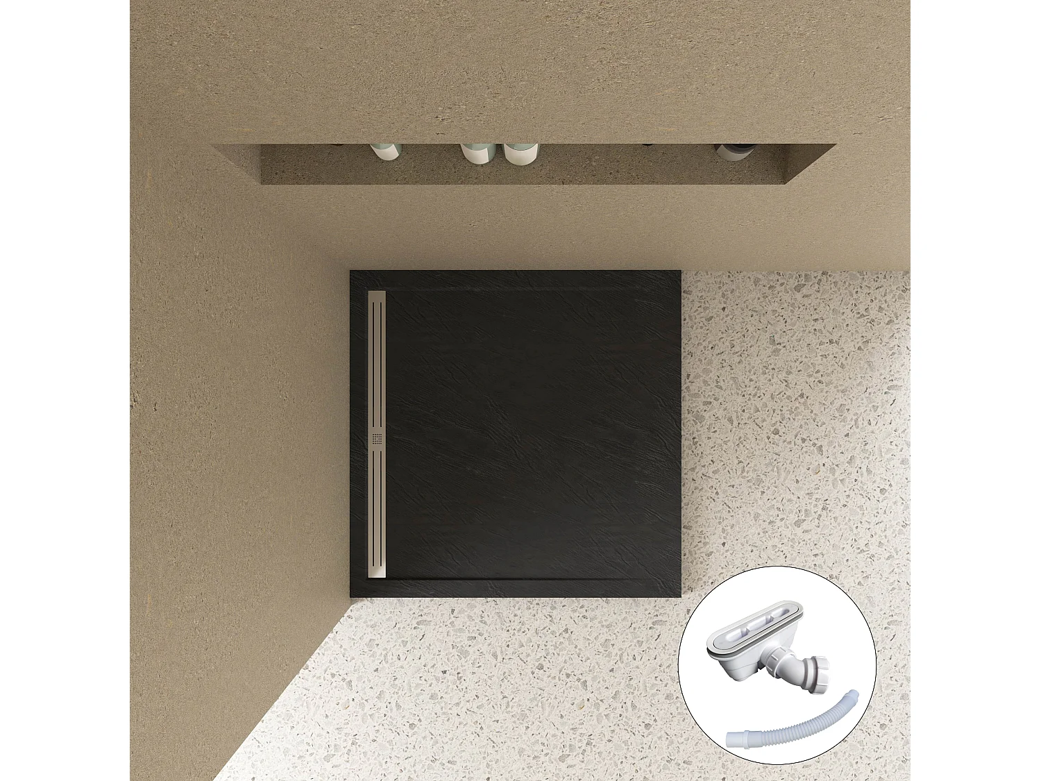 Aica industriële stijl dubbele draaideuren 80x180cm incl. zwart ultraplatte douchebak 80x80cm incl. sifon-6mm nano gehard veiligheidsglas-mat zwarte aluminium