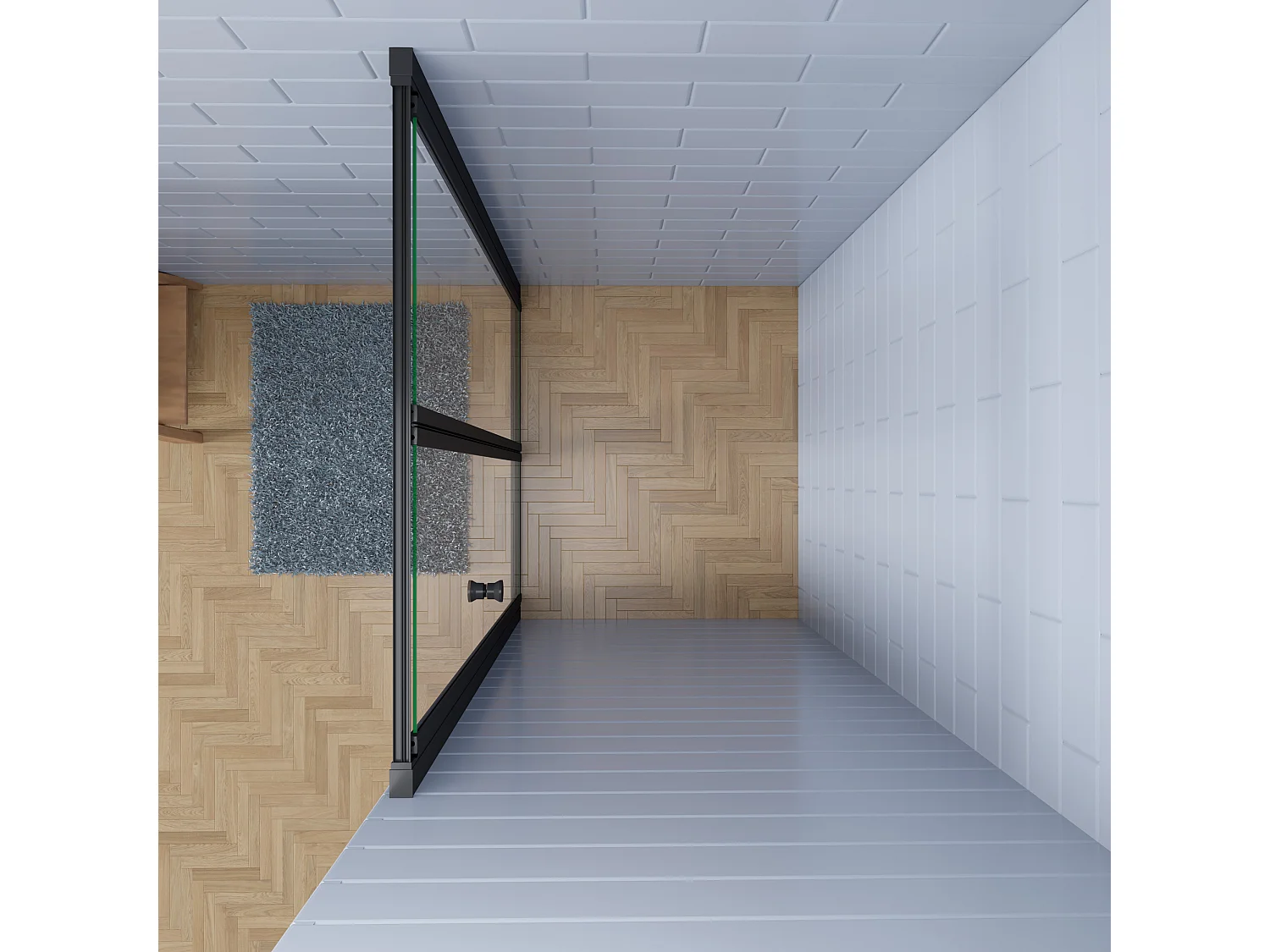 Aica industriële stijl vouwdeur douchedeur 100x195cm - 5mm gehard veiligheidsglas easyclean - mat zwart aluminium frame