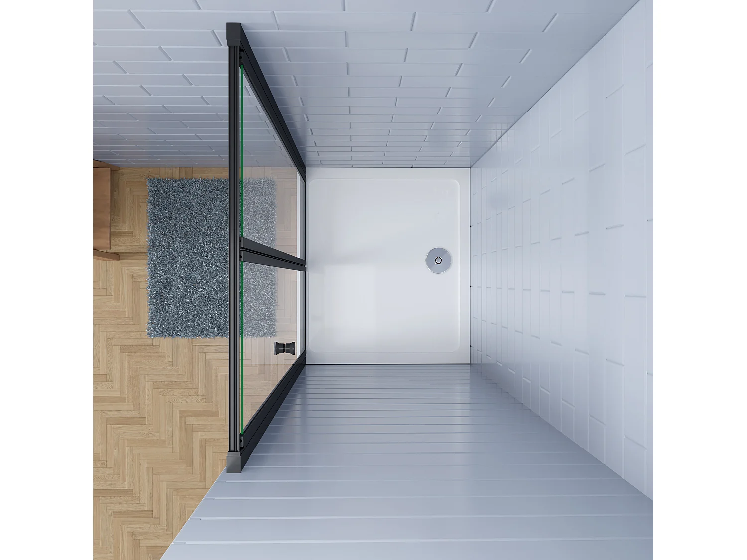 Aica industriële stijl vouwdeur douchedeur 90x195cm incl. Ultraplatte douchebak 160x90cm incl. sifon-5mm gehard veiligheidsglas easyclean-mat zwart aluminium frame