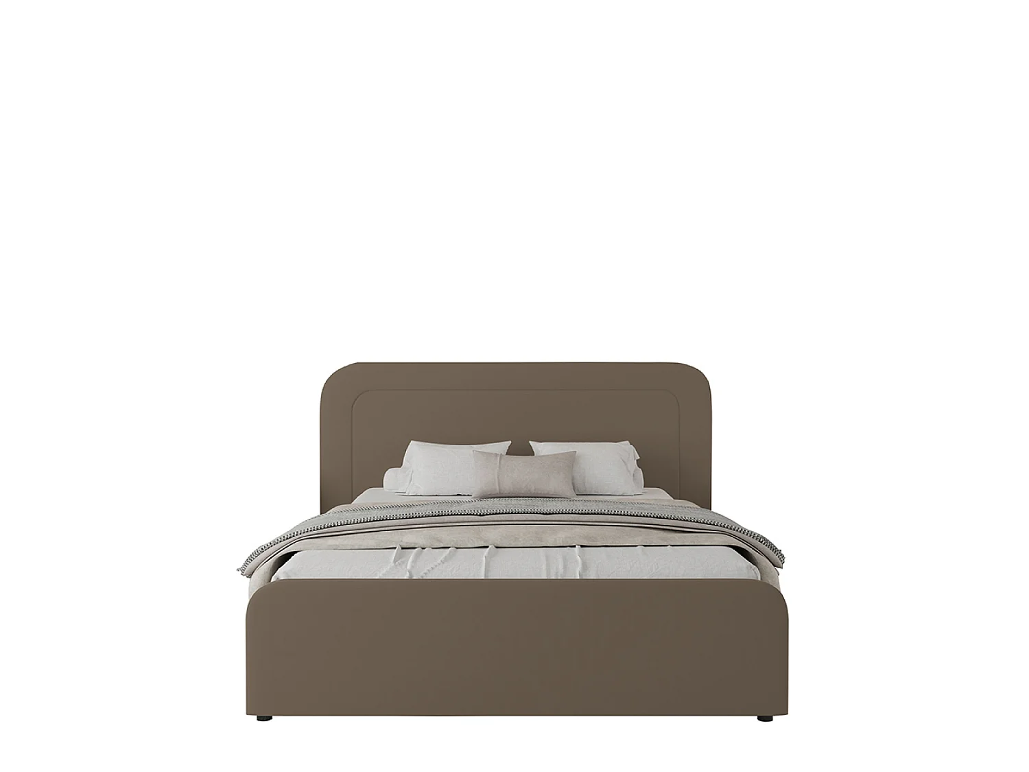 Lit avec coffre de rangement 140x190cm en velours marron BOISE