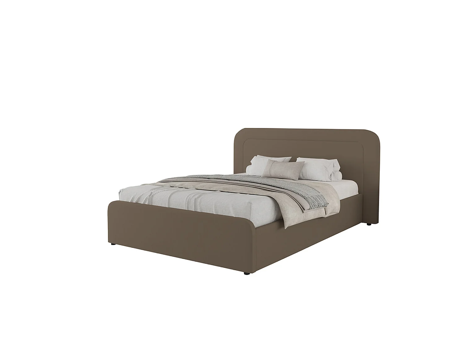 Lit avec coffre de rangement 140x190cm en velours marron BOISE