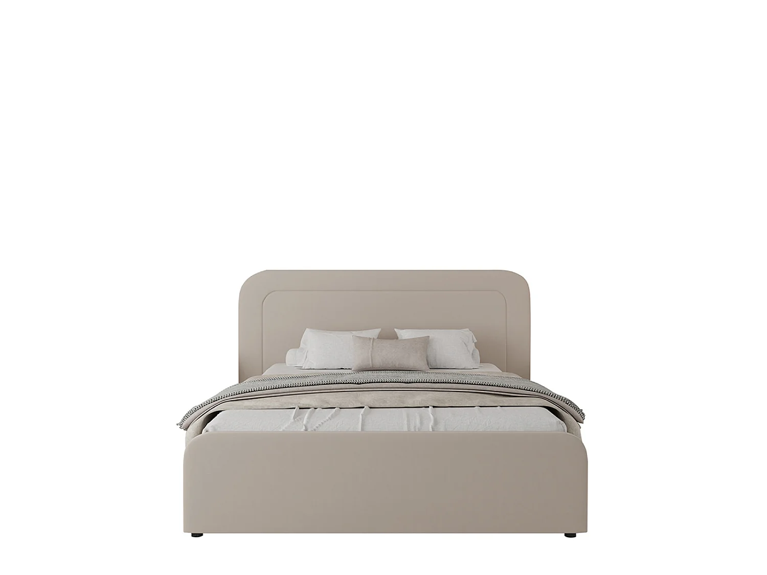 Lit avec coffre de rangement 140x190cm en velours beige BOISE