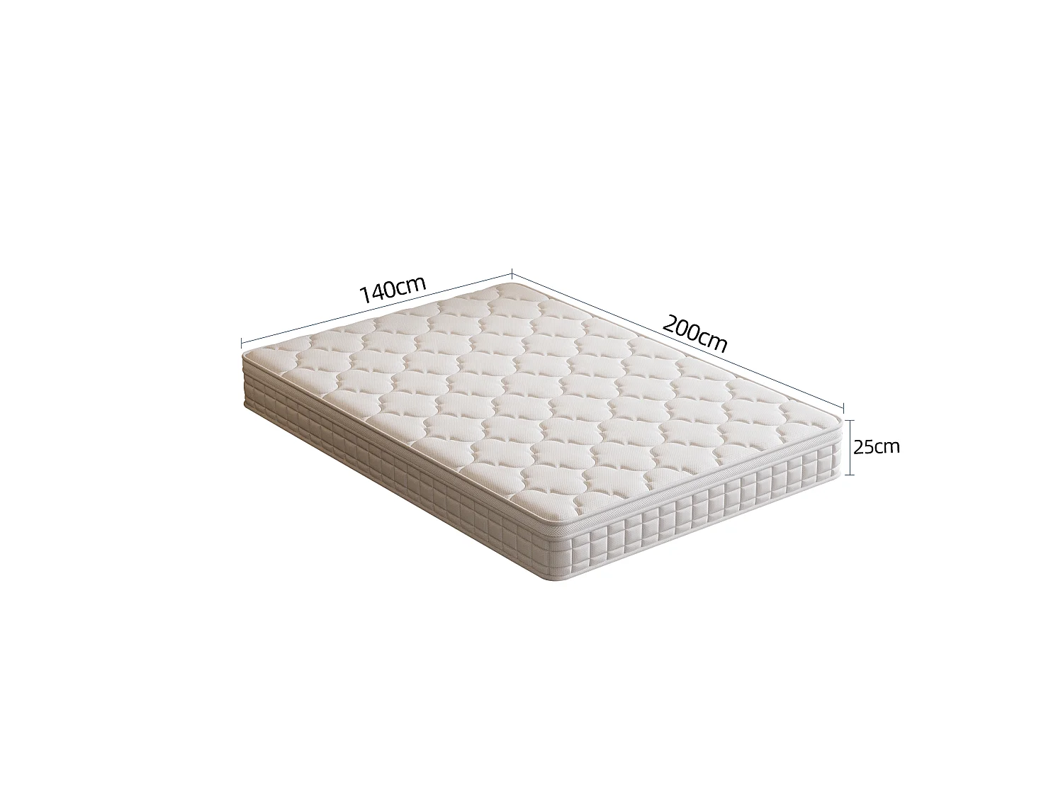 Matelas 140×200 cm à ressorts ensachés,soutien orthopédique de la colonne vertébrale à 7 zones, 25 cm, structure 6 couches, pour adultes