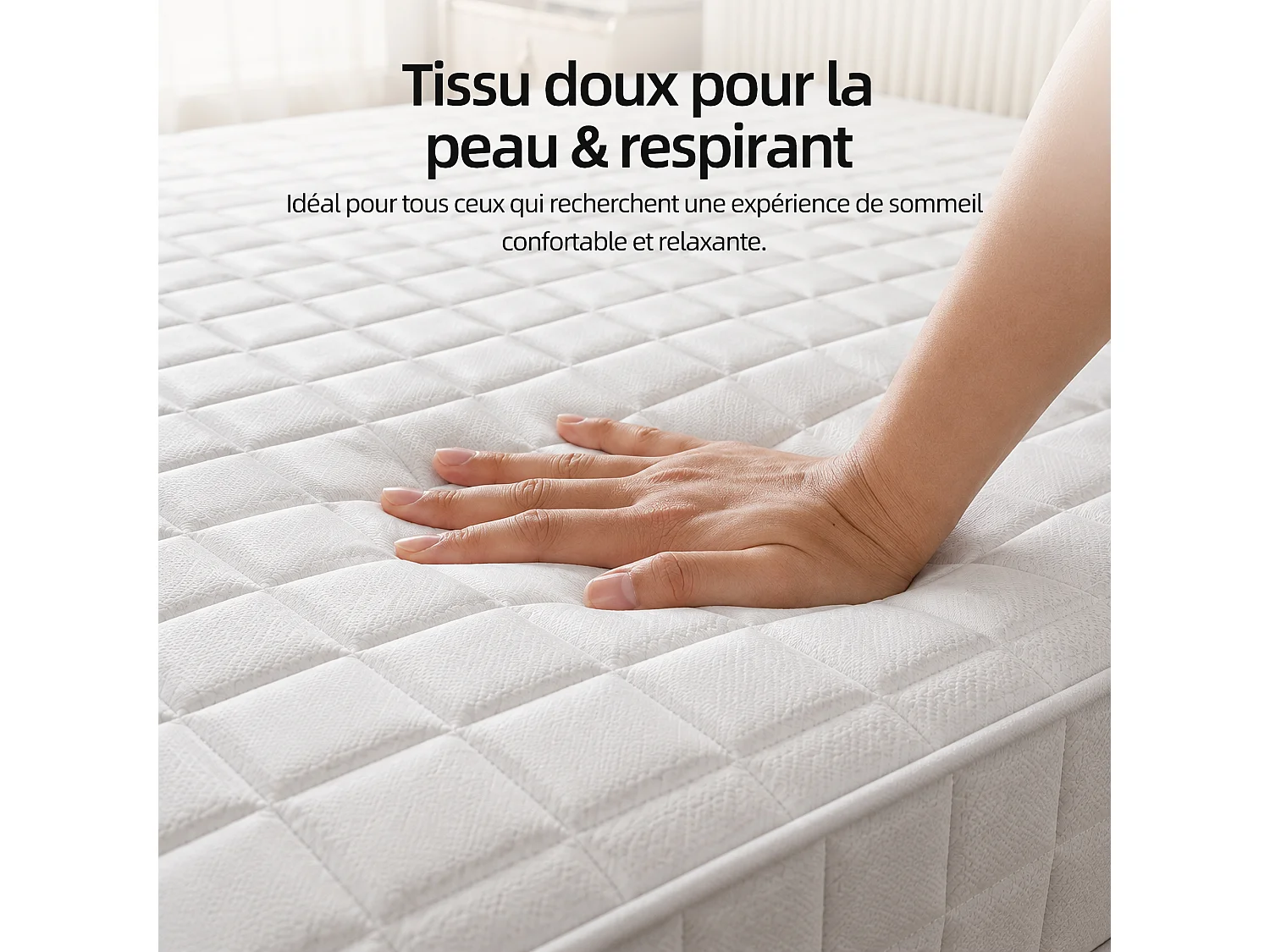Matelas 180×200 cm à ressorts ensachés,soutien orthopédique de la colonne vertébrale à 7 zones, 25 cm, structure 6 couches, pour adultes