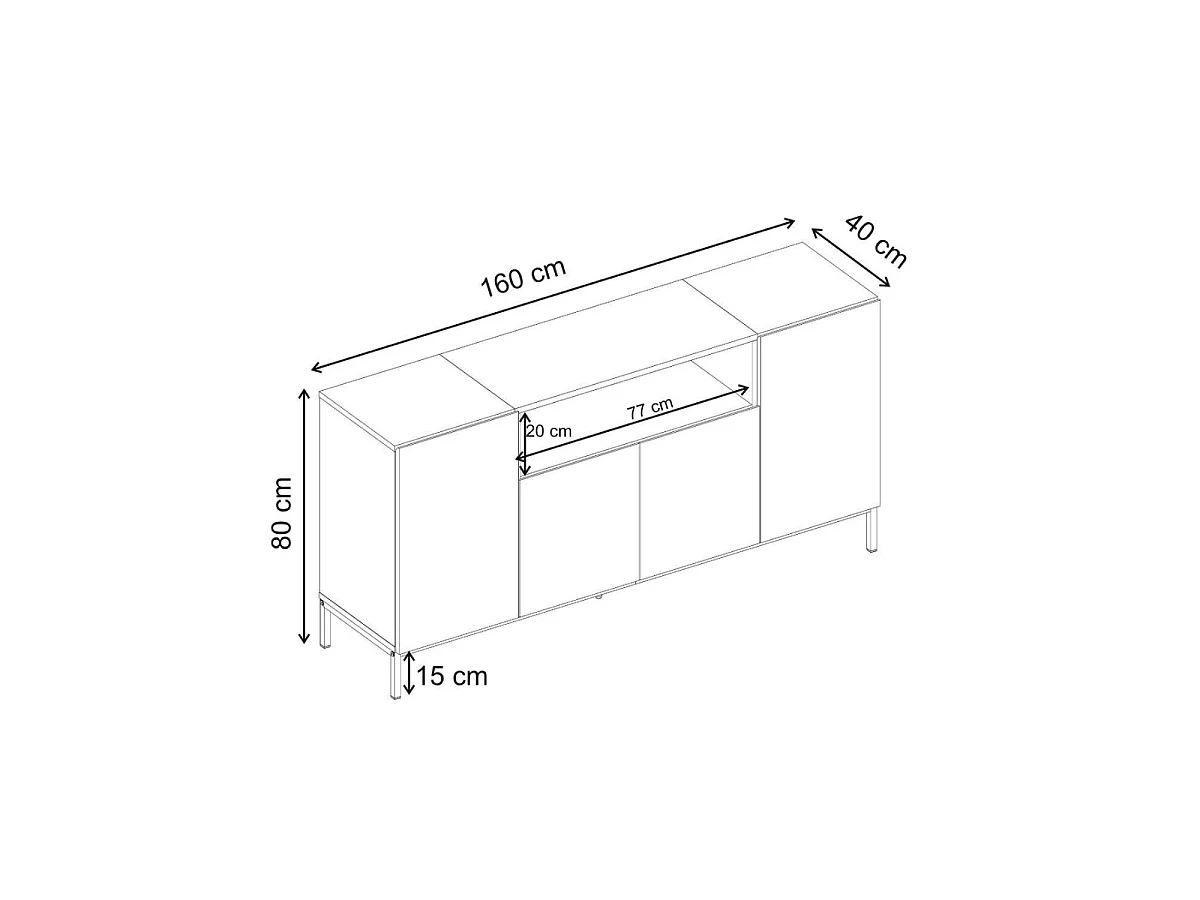 Buffet 4 portas 1 nicho L160 cm - OLIVER