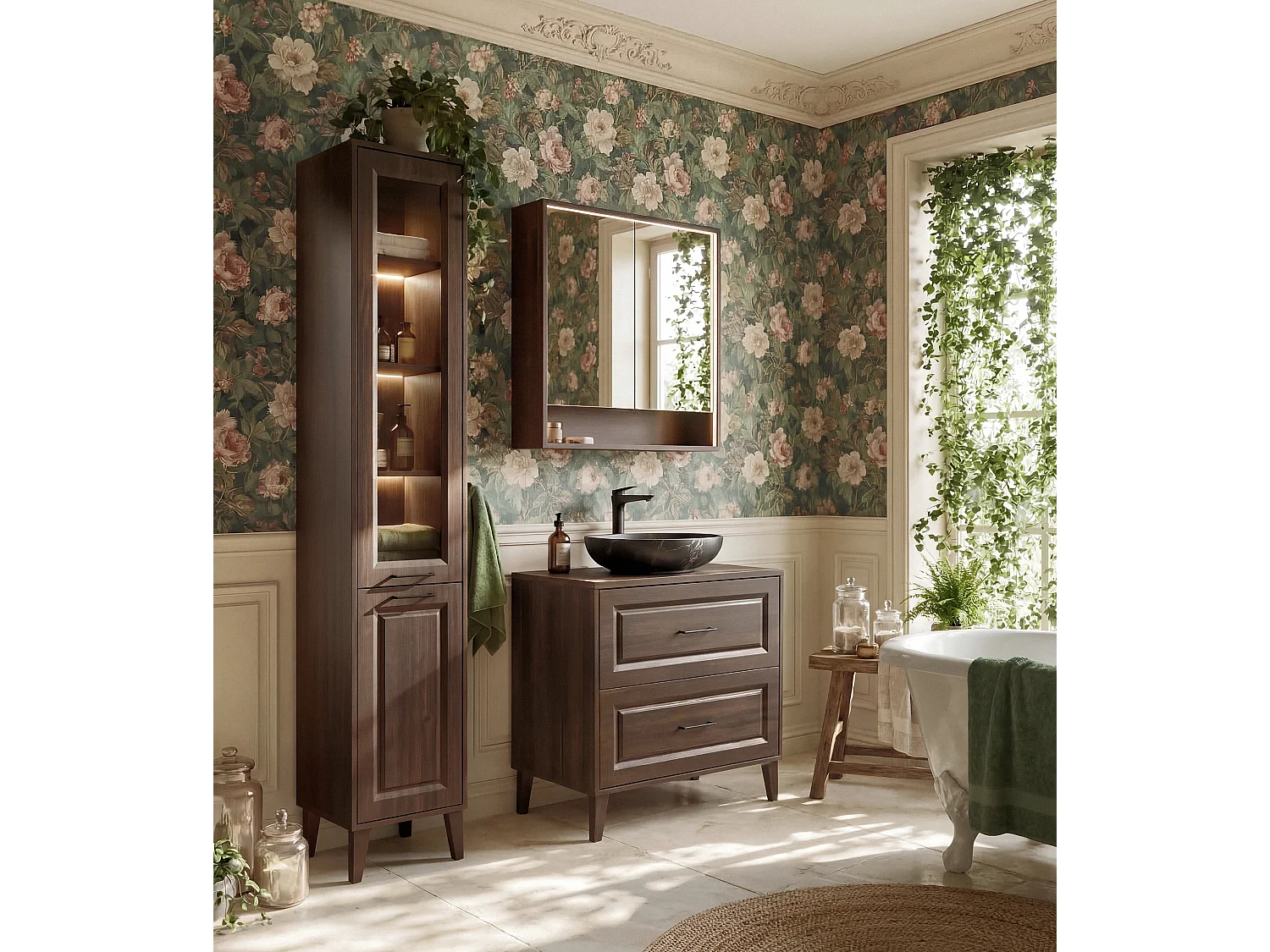 Plan de toilette de 80 cm Dorothy Ristretto en chêne Ristretto