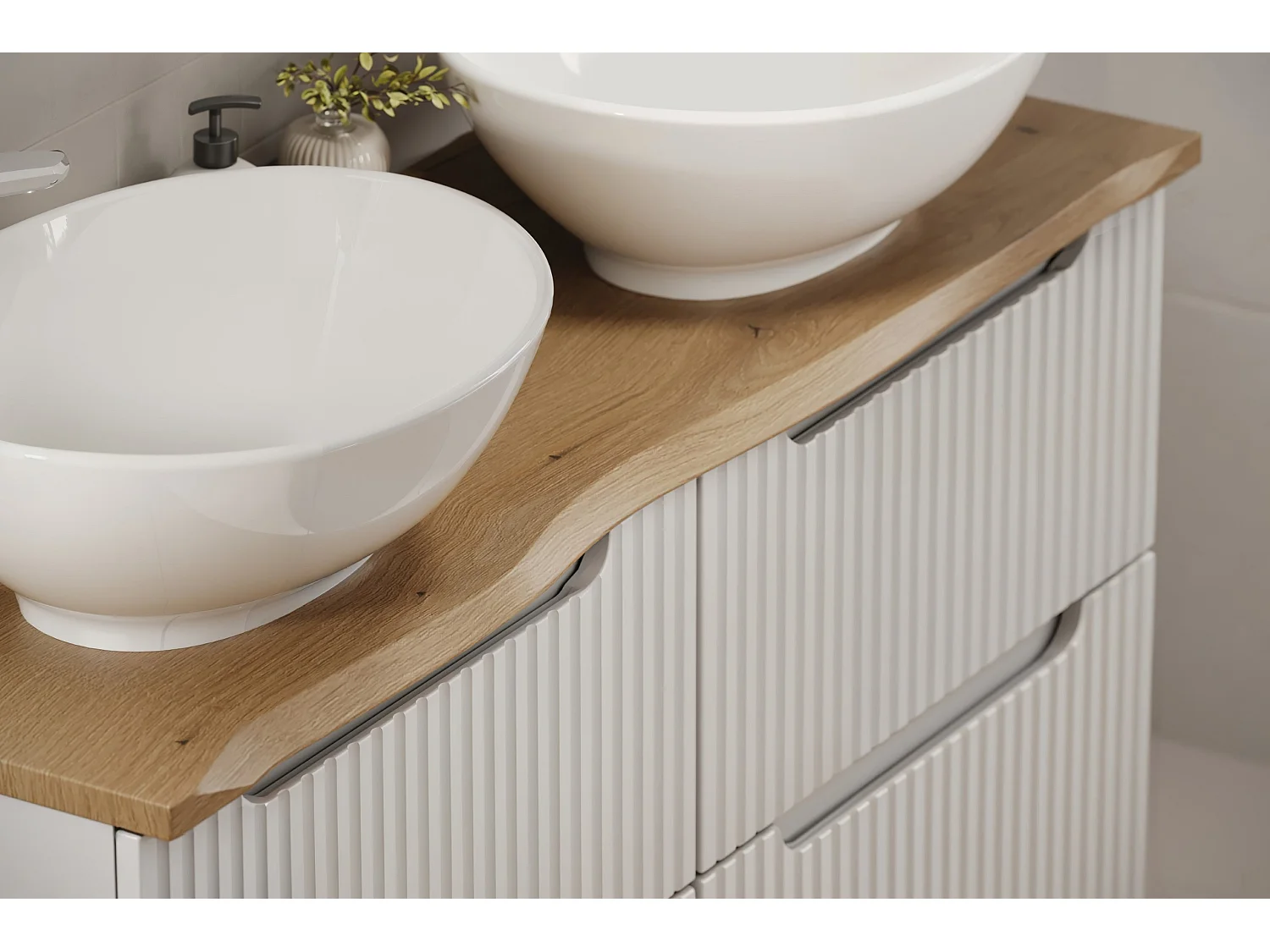 Plan de toilette 120 cm NATURE COAST EVOKE avec bord ondulé