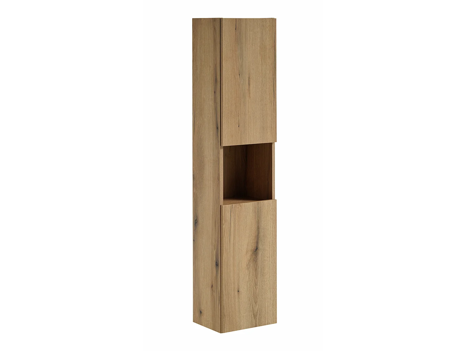 Ensemble de meubles Nova Oak 100 cm avec plan de toilette, 2 vasques à poser Gaja et colonne haute
