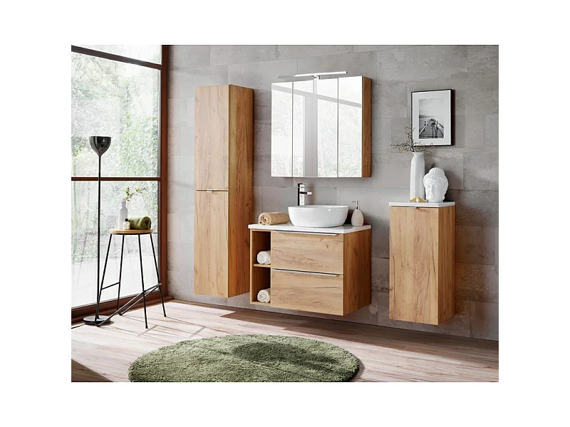 Plan de toilette 80 cm Capri White - Blanc Brillant