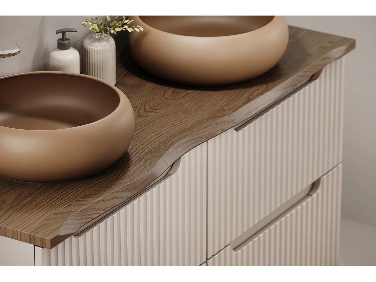 Plan de toilette 120 cm NATURE Chêne Casella avec bord irrégulier