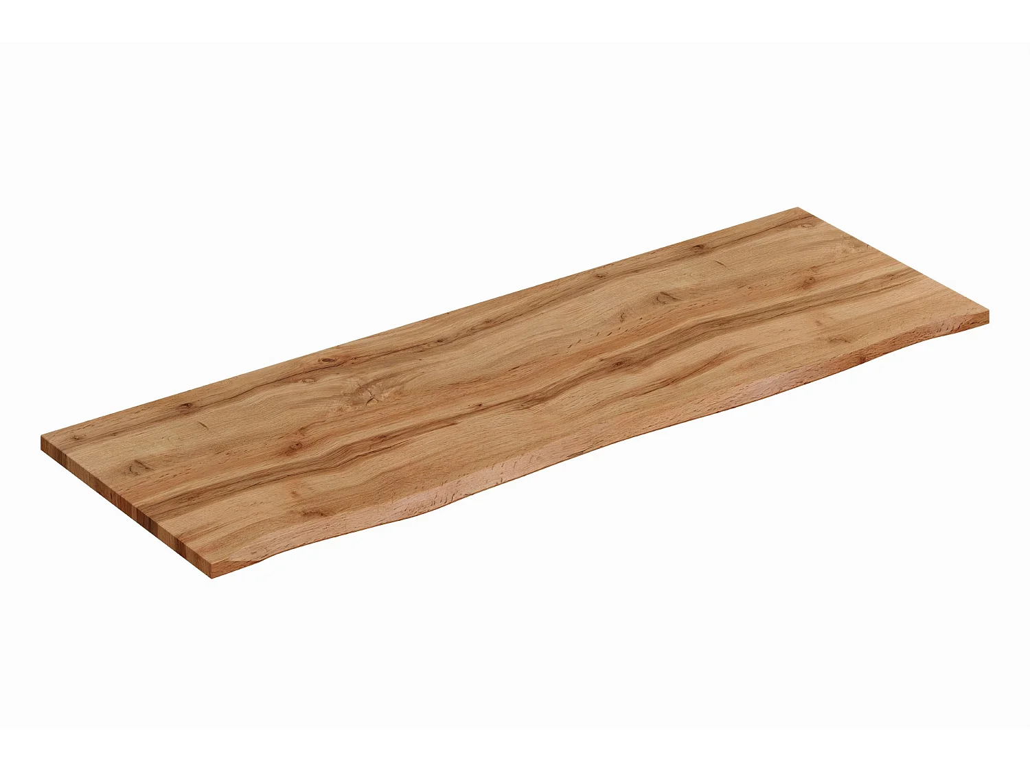 Ensemble salle de bain Adel Oak 140 cm avec plan de toilette, deux vasques à poser Magic, colonnes hautes et miroir LED