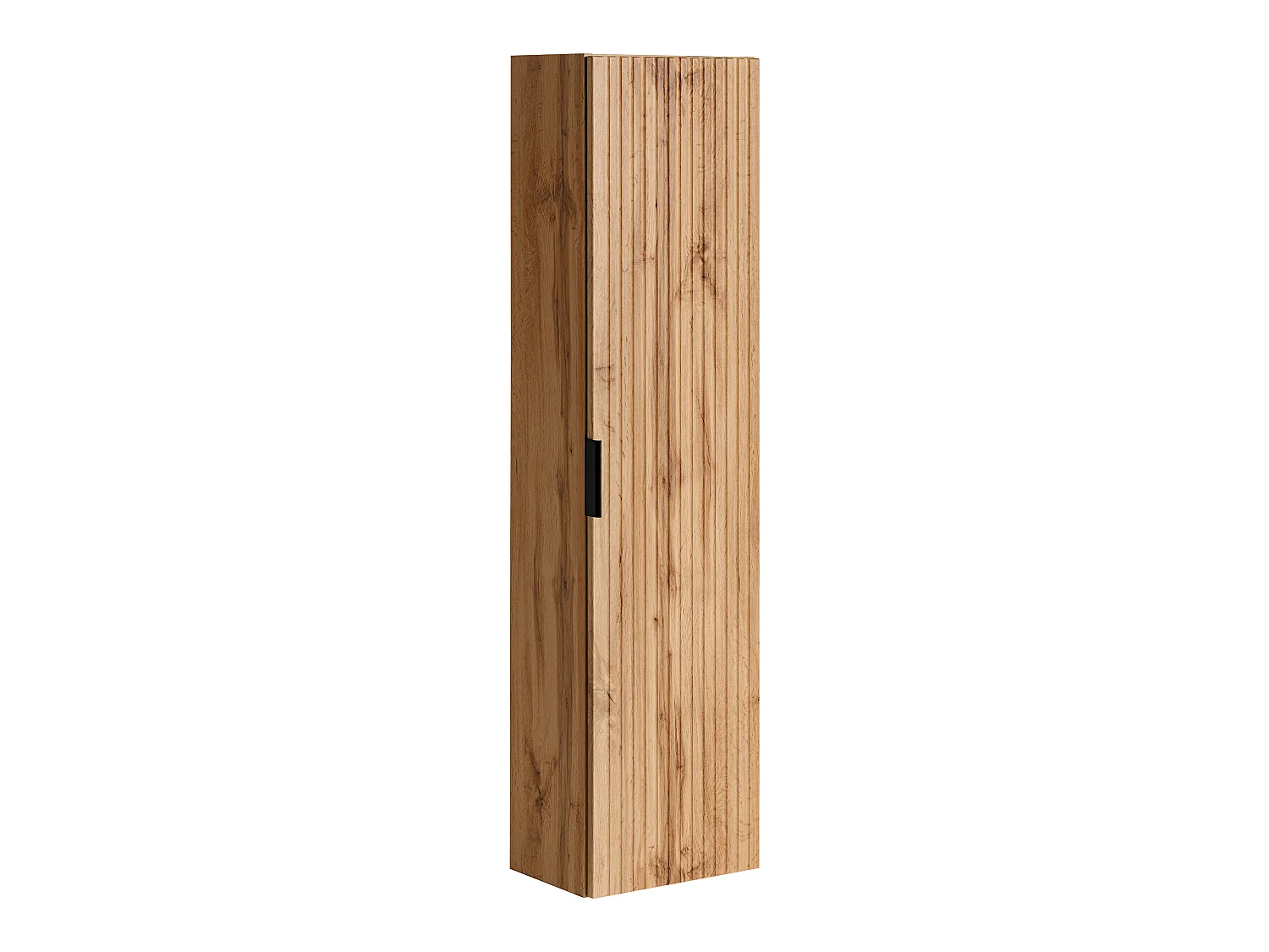 Ensemble salle de bain Adel Oak 140 cm avec plan de toilette, deux vasques à poser Magic, colonnes hautes et miroir LED