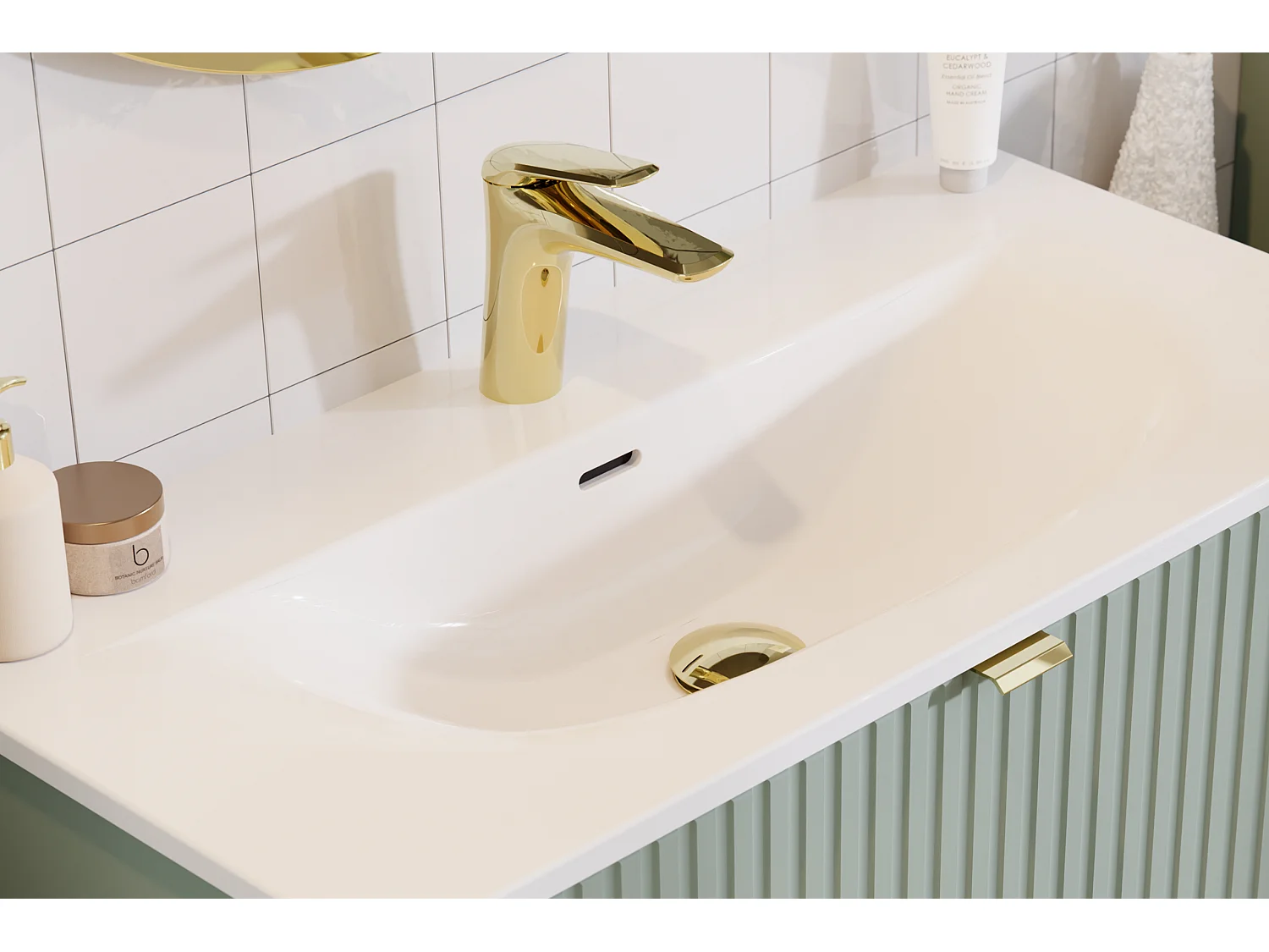 Conjunto de muebles Nova Cashmere 60 cm con lavabo sobre encimera SKY y armario alto