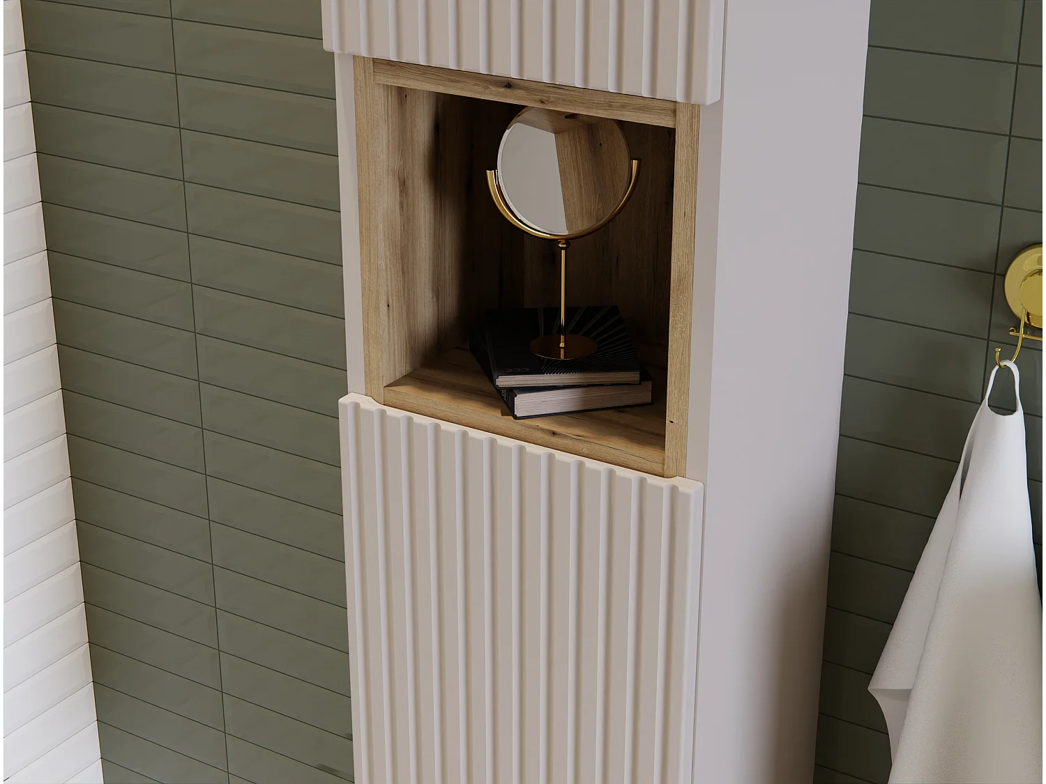 Conjunto de muebles Nova Cashmere 80 cm con mueble bajo lavabo, lavabo sobre encimera SKY y mueble alto
