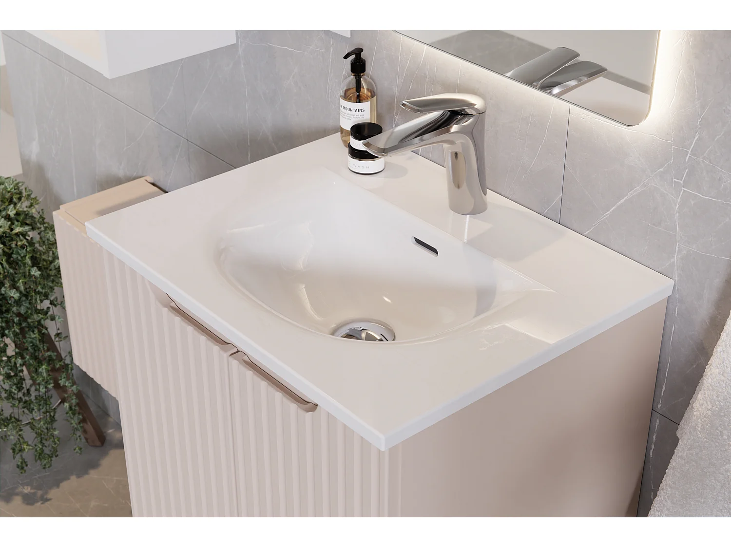Conjunto de muebles Nova Denim 60 cm con lavabo sobre encimera, 2 cajones