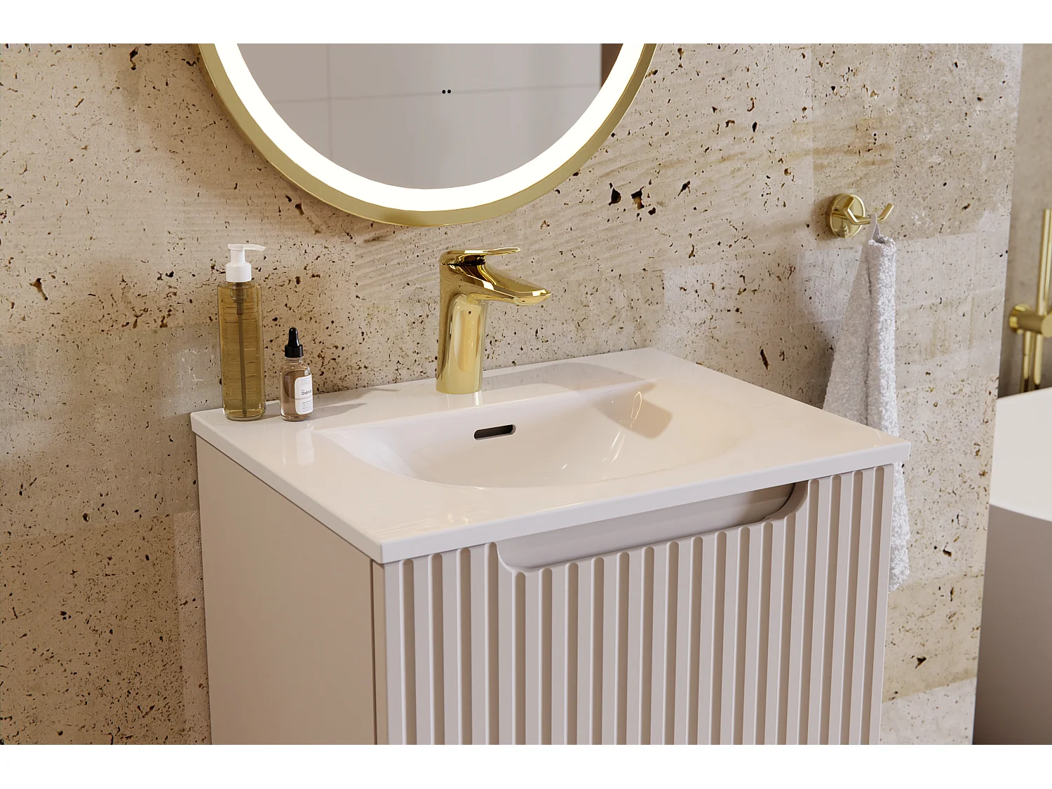 Conjunto de muebles Nova Denim 60 cm con lavabo sobre encimera, 2 cajones