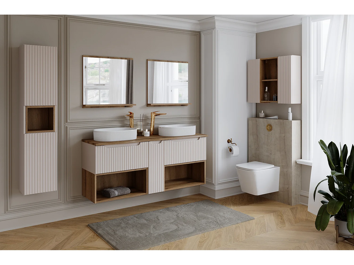 Conjunto de muebles Nova Cashmere 80 cm con mueble bajo lavabo y lavabo sobre encimera