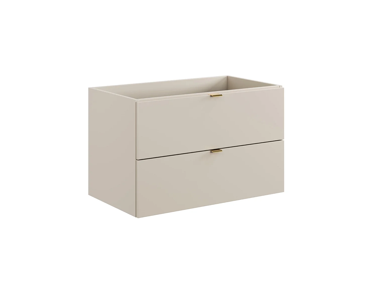 Conjunto de muebles Dalia Cashmere 120 cm con encimera, lavabo sobre encimera Lena y mueble con cesto para la ropa