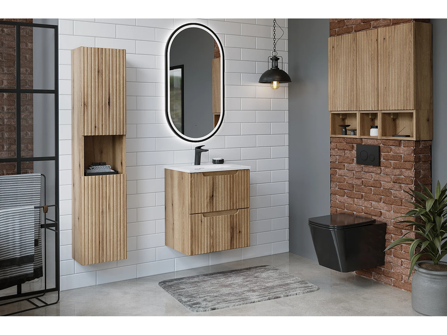 Conjunto de muebles Nova Coast Evoke 60 cm con lavabo sobre encimera, 2 cajones, roble Coast Evoke