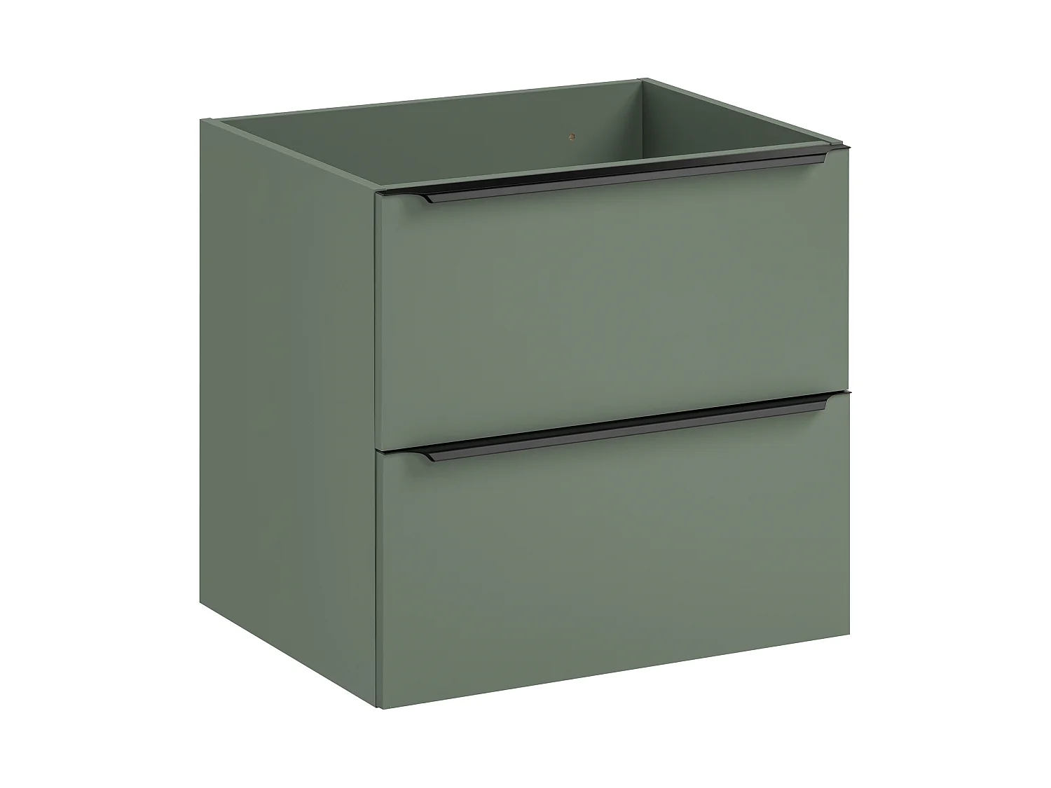Badmöbel-Set 60 cm mit Waschbecken, Spiegel und 2 Schubladen, Salbeigrün