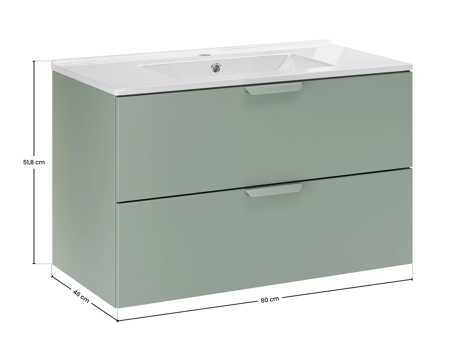 Ensemble salle de bain 80 cm Aster Green avec vasque à poser Lava blanche