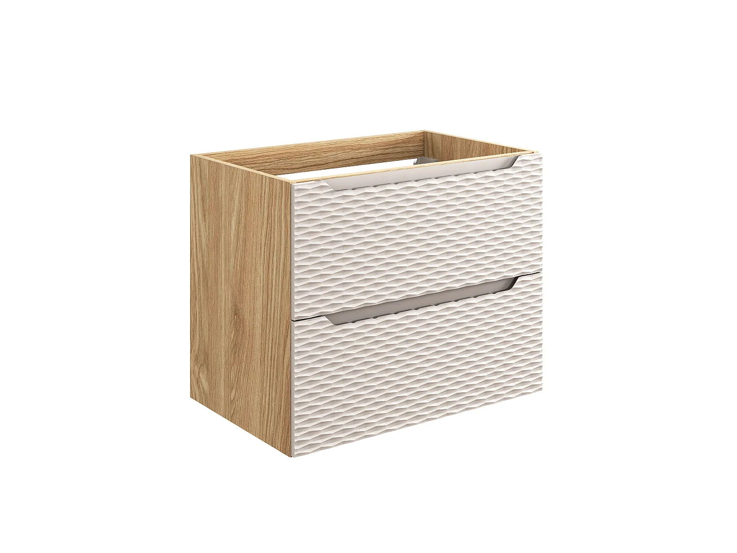 Ensemble de meubles salle de bain Ocean Beige 70 cm avec vasque à poser, 2 tiroirs et façades fraisées