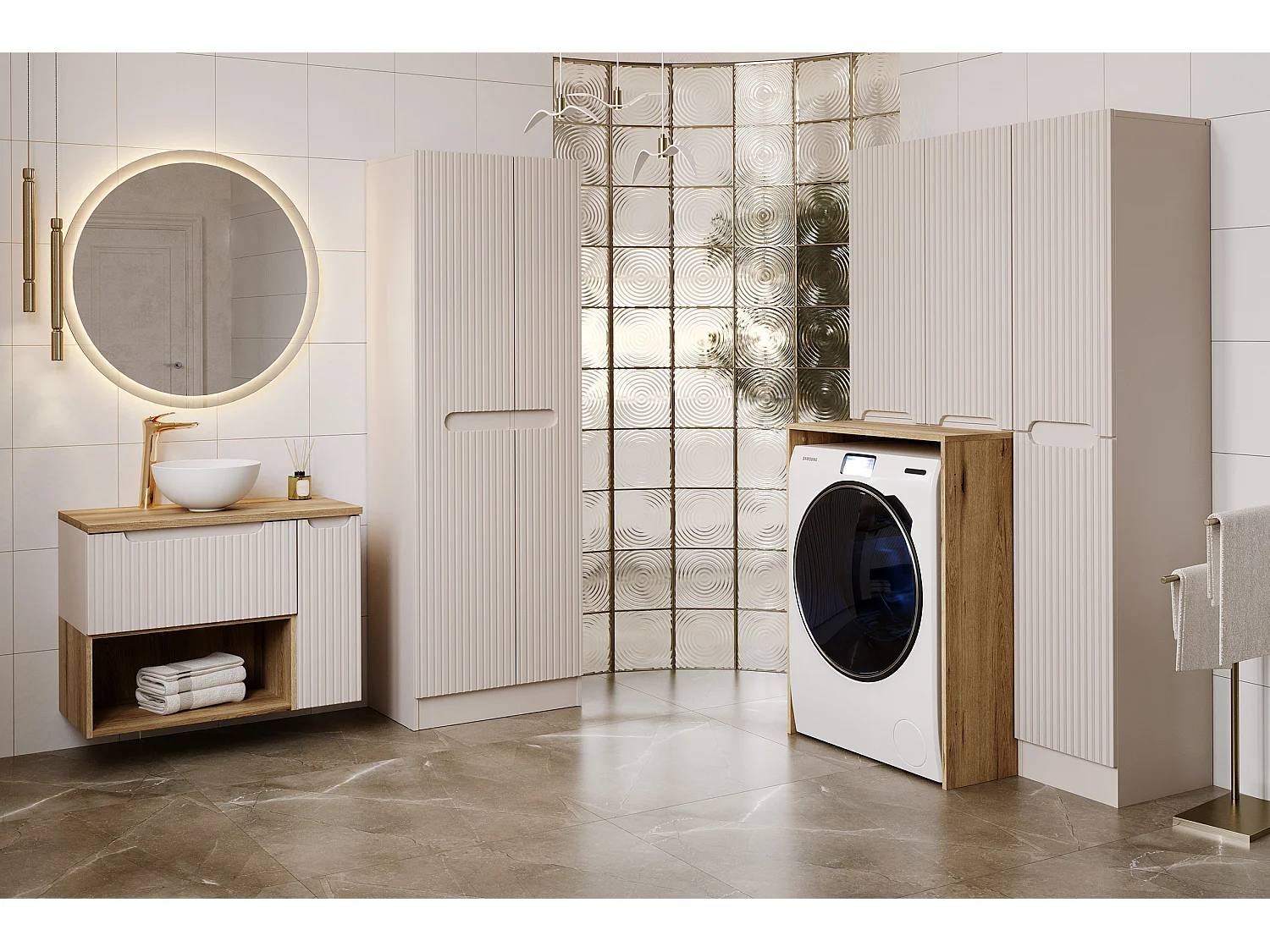 Conjunto de muebles Nova Cashmere 60 cm con mueble bajo lavabo y lavabo sobre encimera