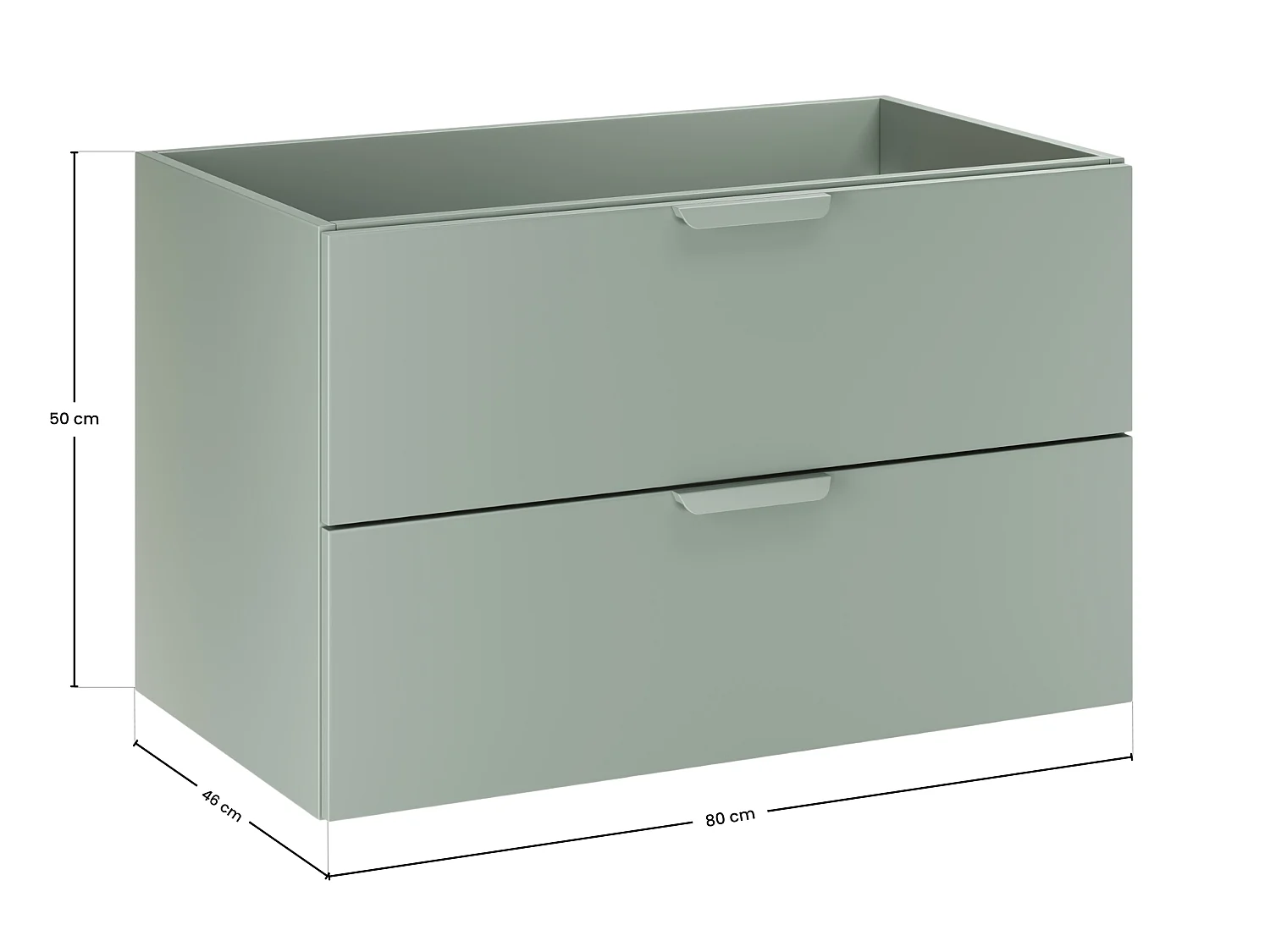 Meuble sous vasque Aster Green 80 cm 2 tiroirs