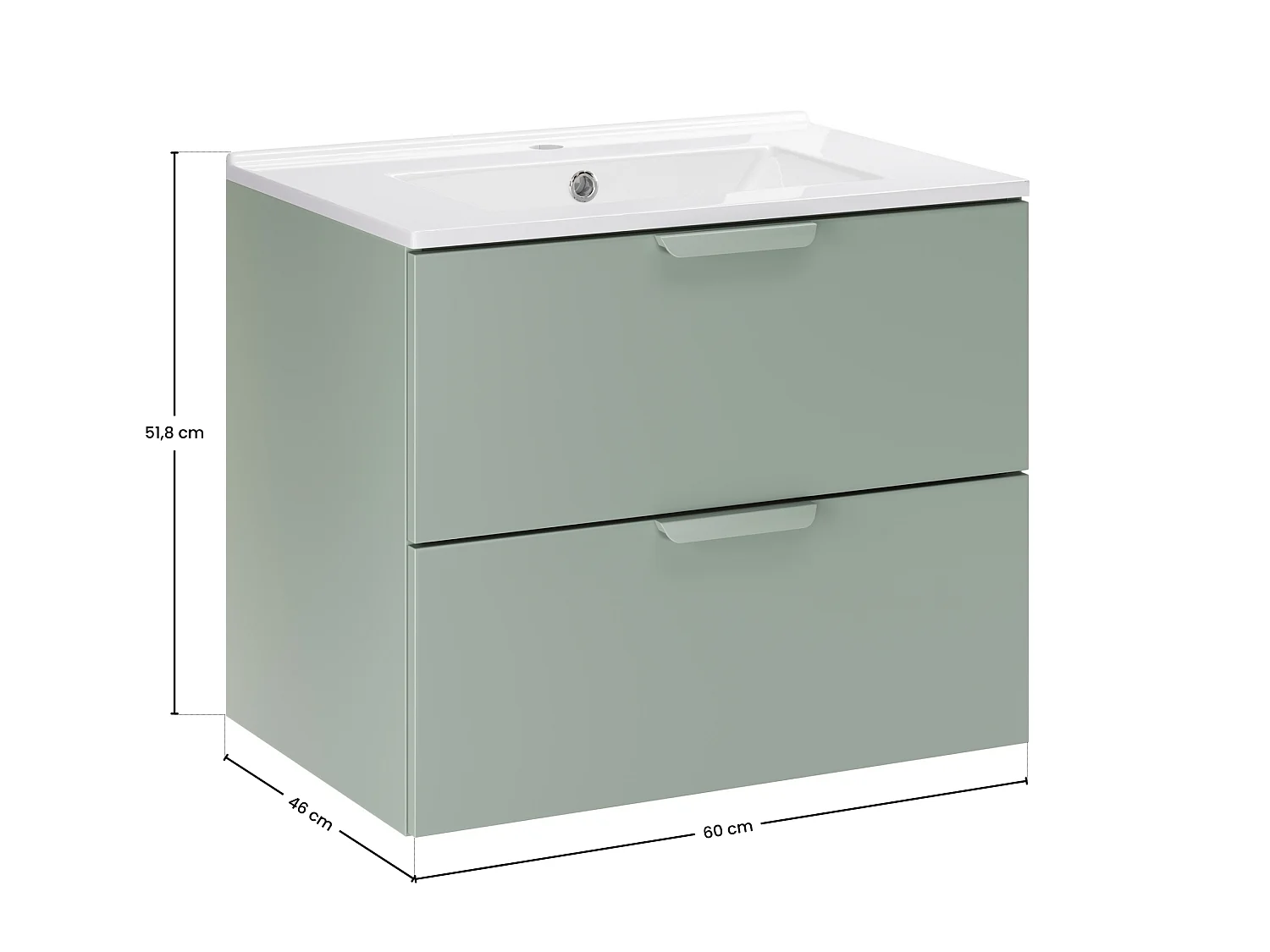Ensemble salle de bain 60 cm avec vasque à poser Lava Aster Green vert mat