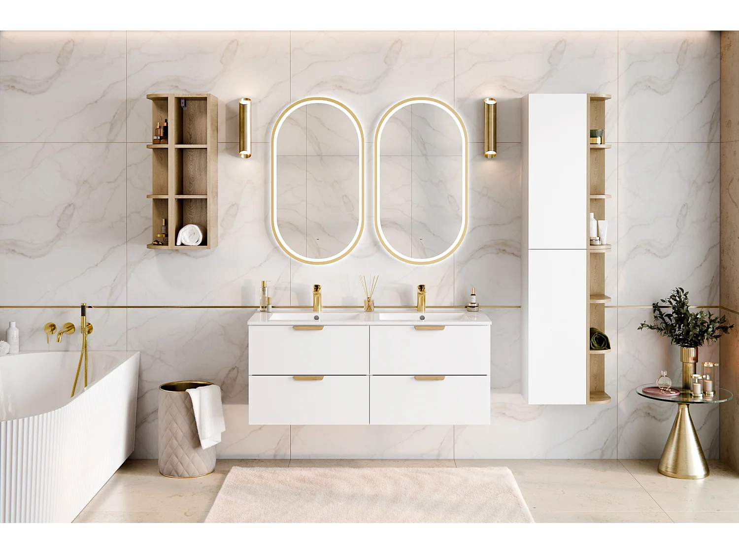 Meuble sous vasque Aster White 60 cm 2 tiroirs