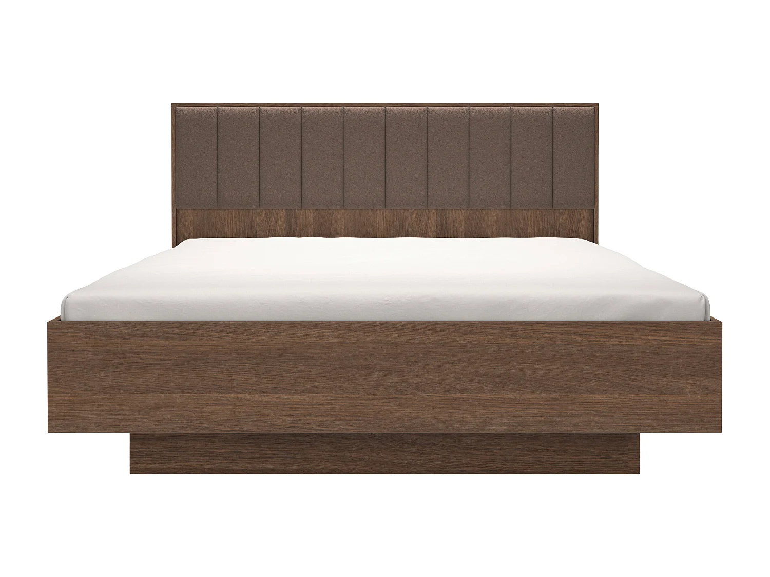 Bed met opbergruimte 160 x 200 cm met hoofdbord in stof - Natuurlijk donker en bruin + matras - KALSIYA