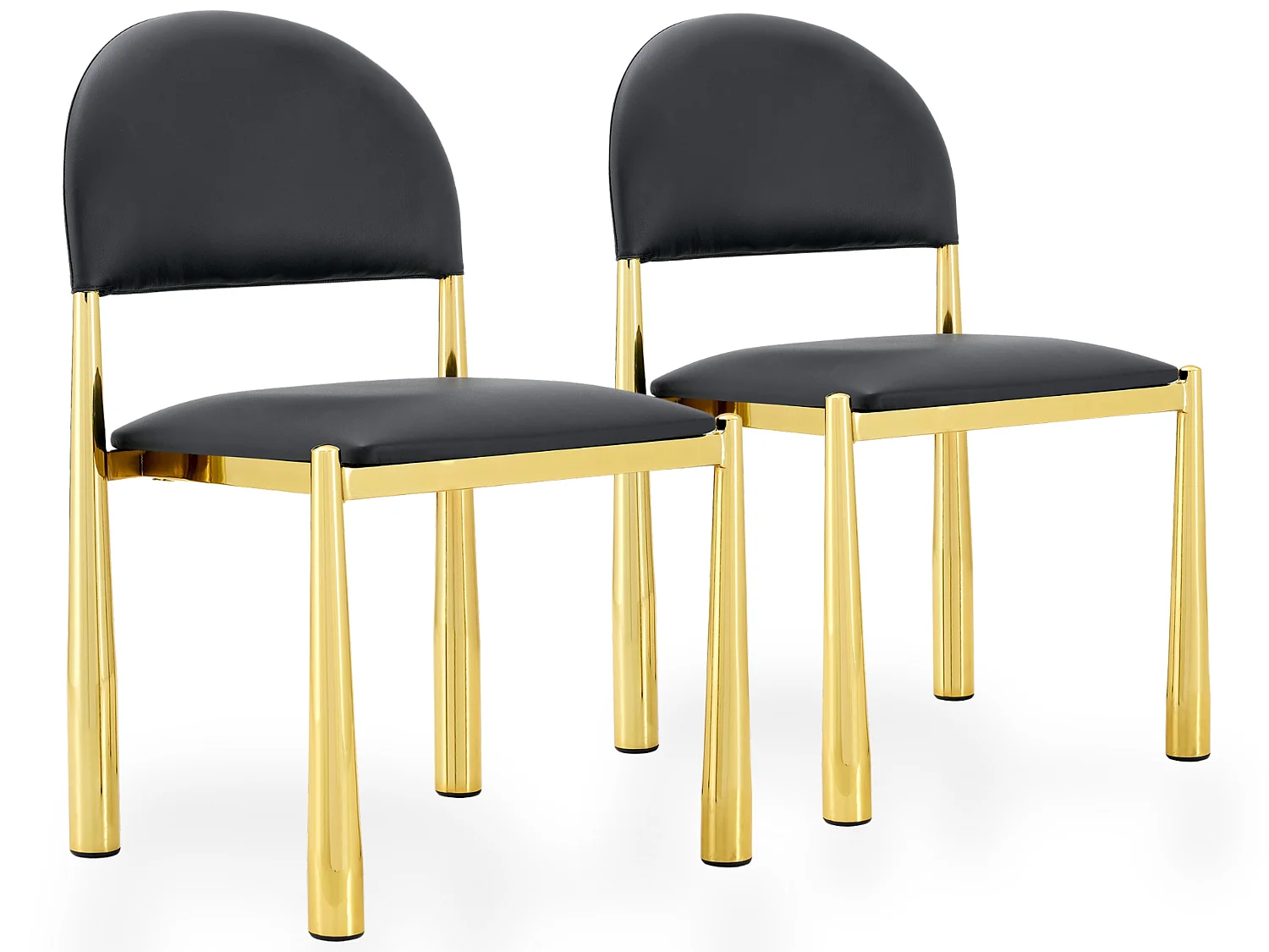 Set van 2 eetkamerstoelen met halfronde gestoffeerde rug en metalen poten