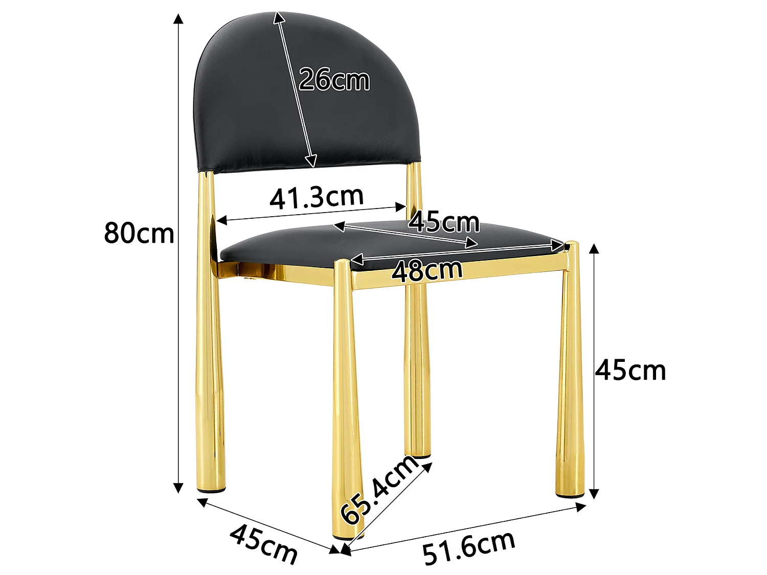Set van 2 eetkamerstoelen met halfronde gestoffeerde rug en metalen poten