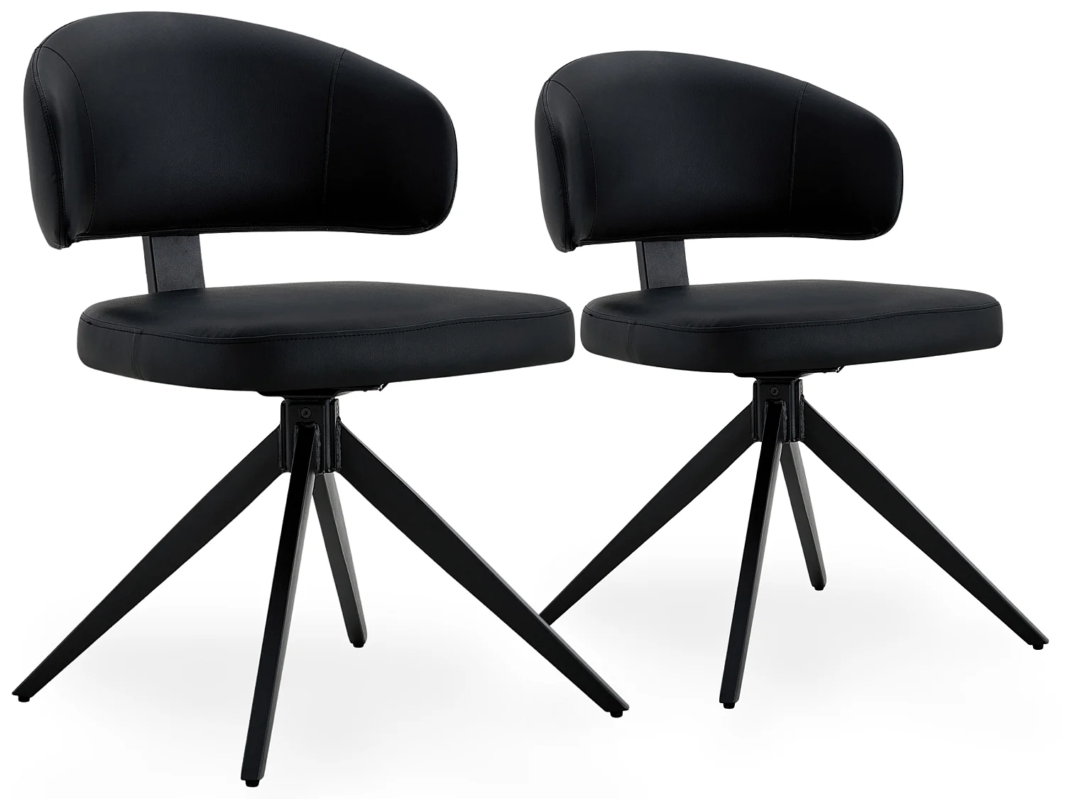 Set van 2 draaibare eetkamerstoelen met gebogen gestoffeerde rug