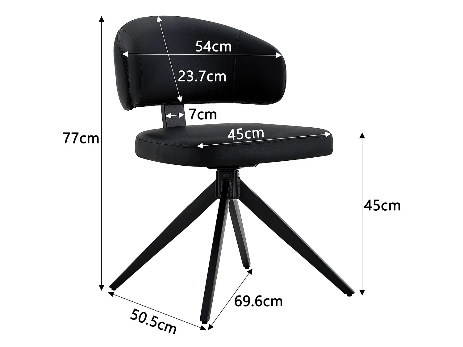 Set van 2 draaibare eetkamerstoelen met gebogen gestoffeerde rug