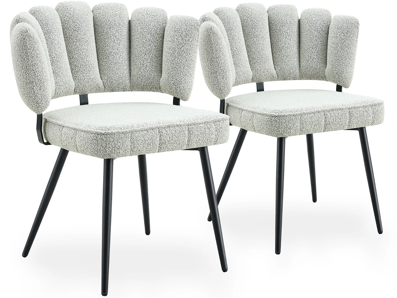 Set van 2 gestoffeerde eetkamerstoelen met bloemblad rugleuning en metalen poten
