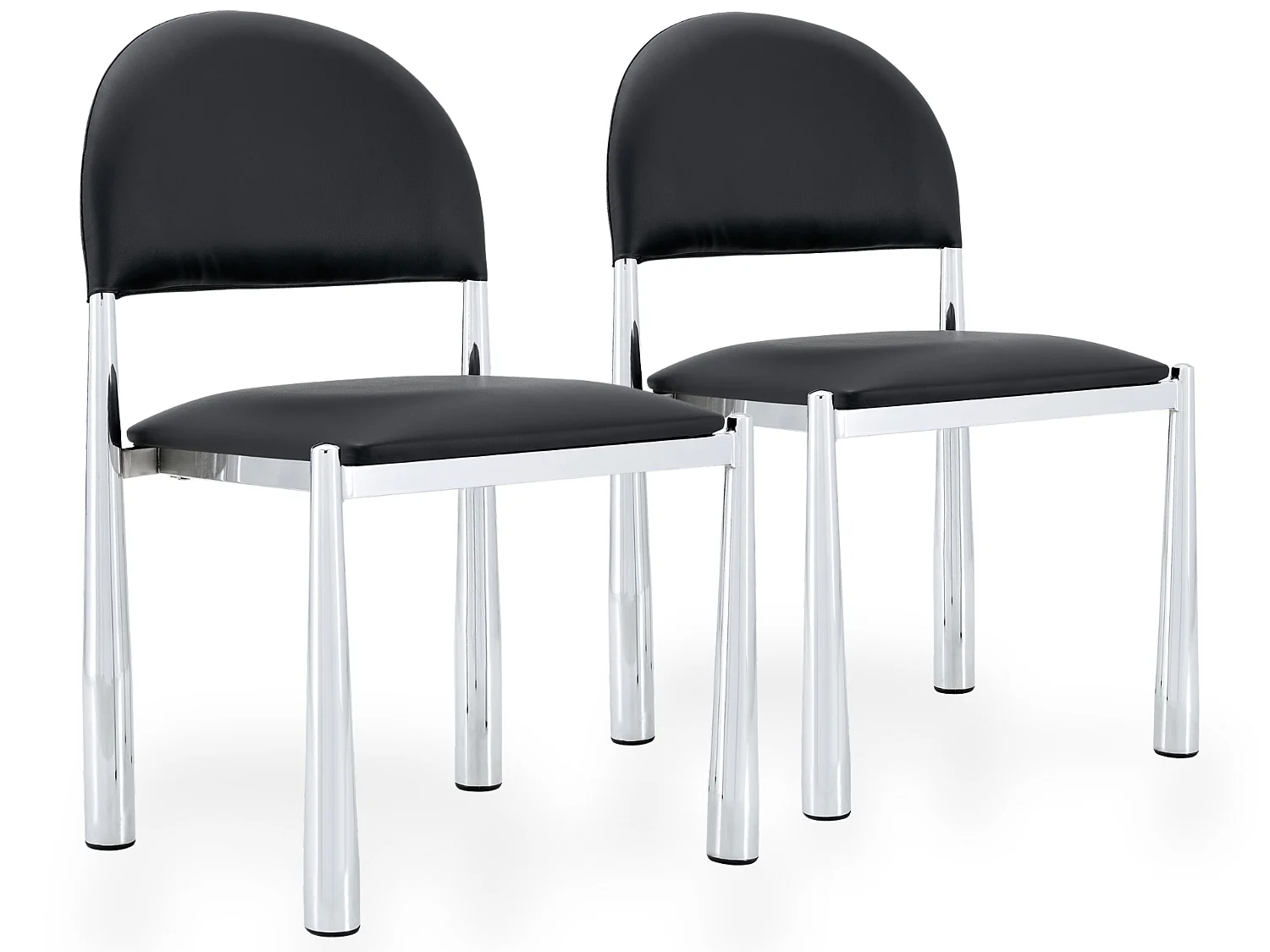 Set van 2 eetkamerstoelen met halfronde gestoffeerde rug en metalen poten