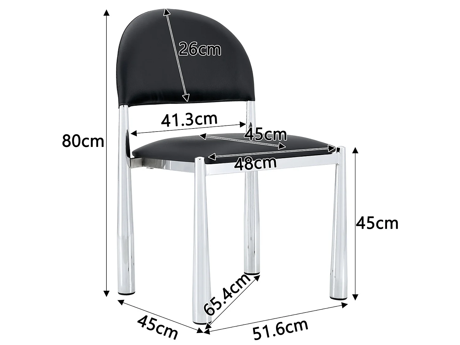 Set van 2 eetkamerstoelen met halfronde gestoffeerde rug en metalen poten