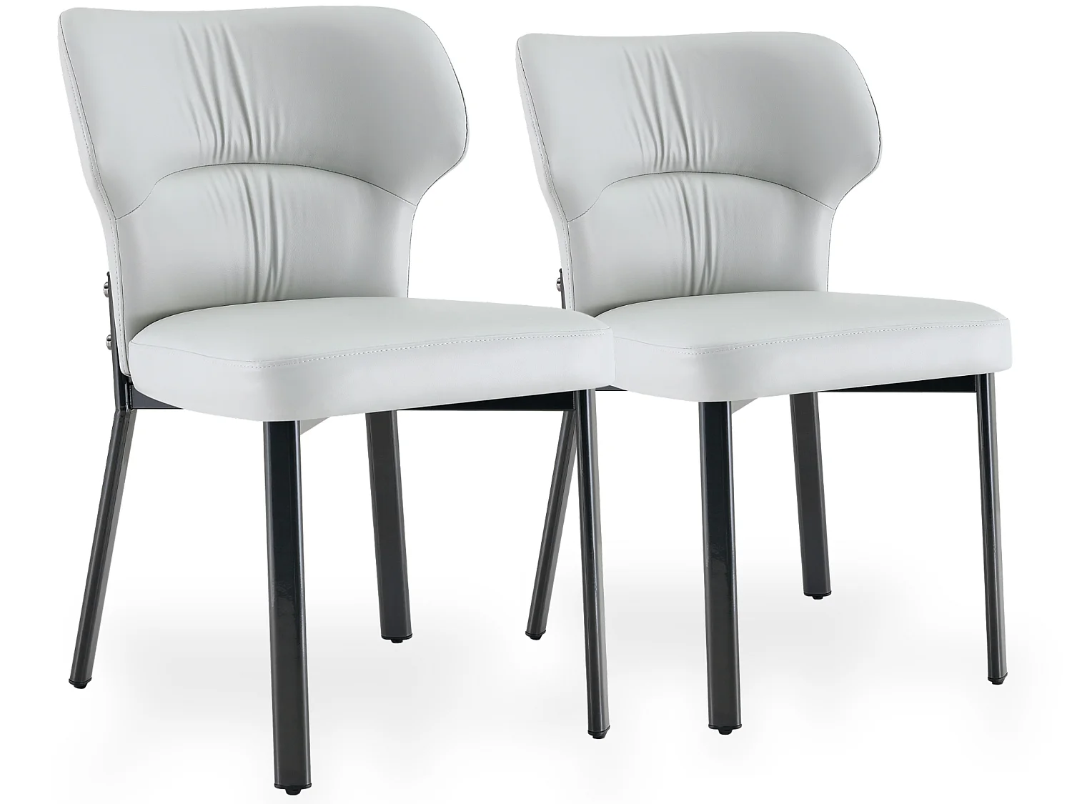 Set van 2 PU eetkamerstoelen met gestoffeerde rugleuning en metalen frame