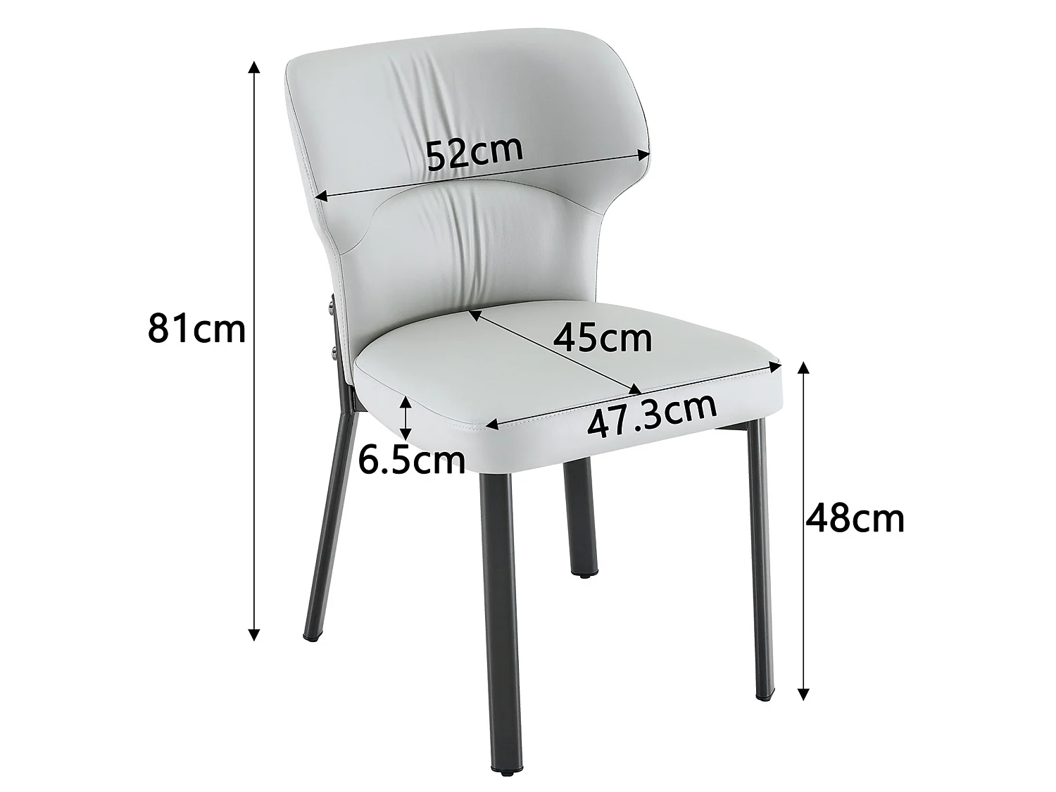 Set van 2 PU eetkamerstoelen met gestoffeerde rugleuning en metalen frame