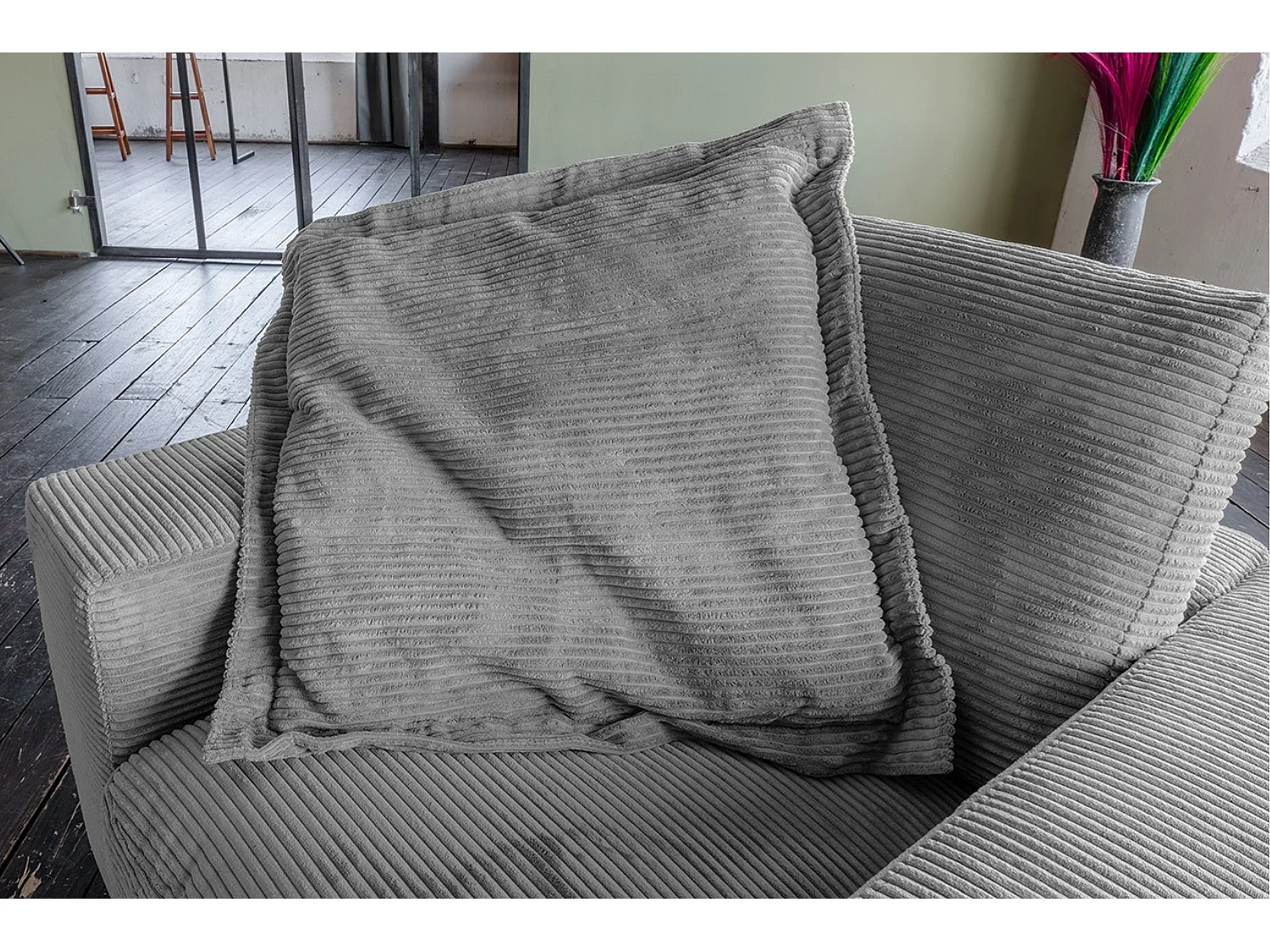 Flatterkissen - Grau Cord - MADELINE