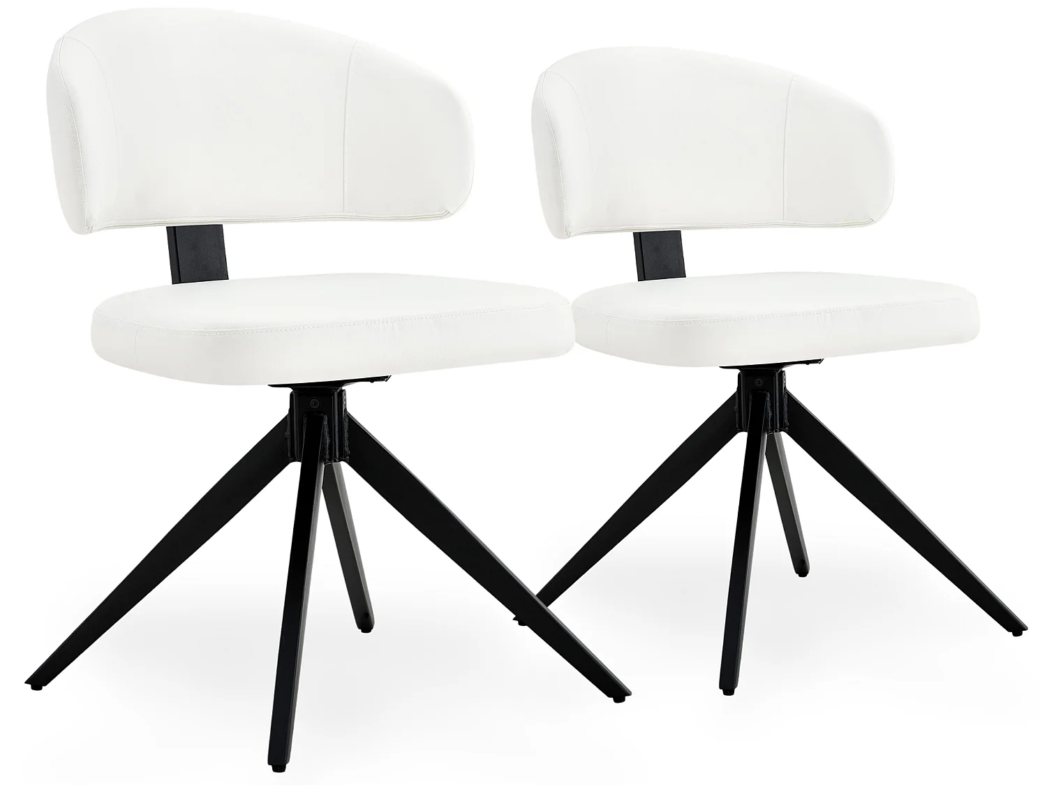 Set van 2 draaibare eetkamerstoelen met gebogen gestoffeerde rug