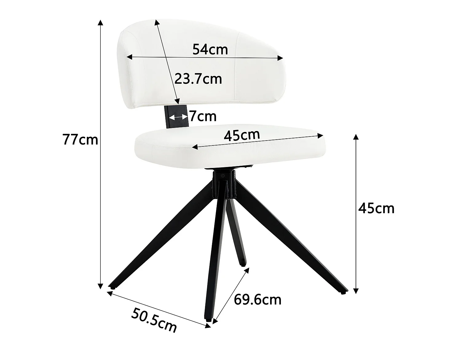 Set van 2 draaibare eetkamerstoelen met gebogen gestoffeerde rug