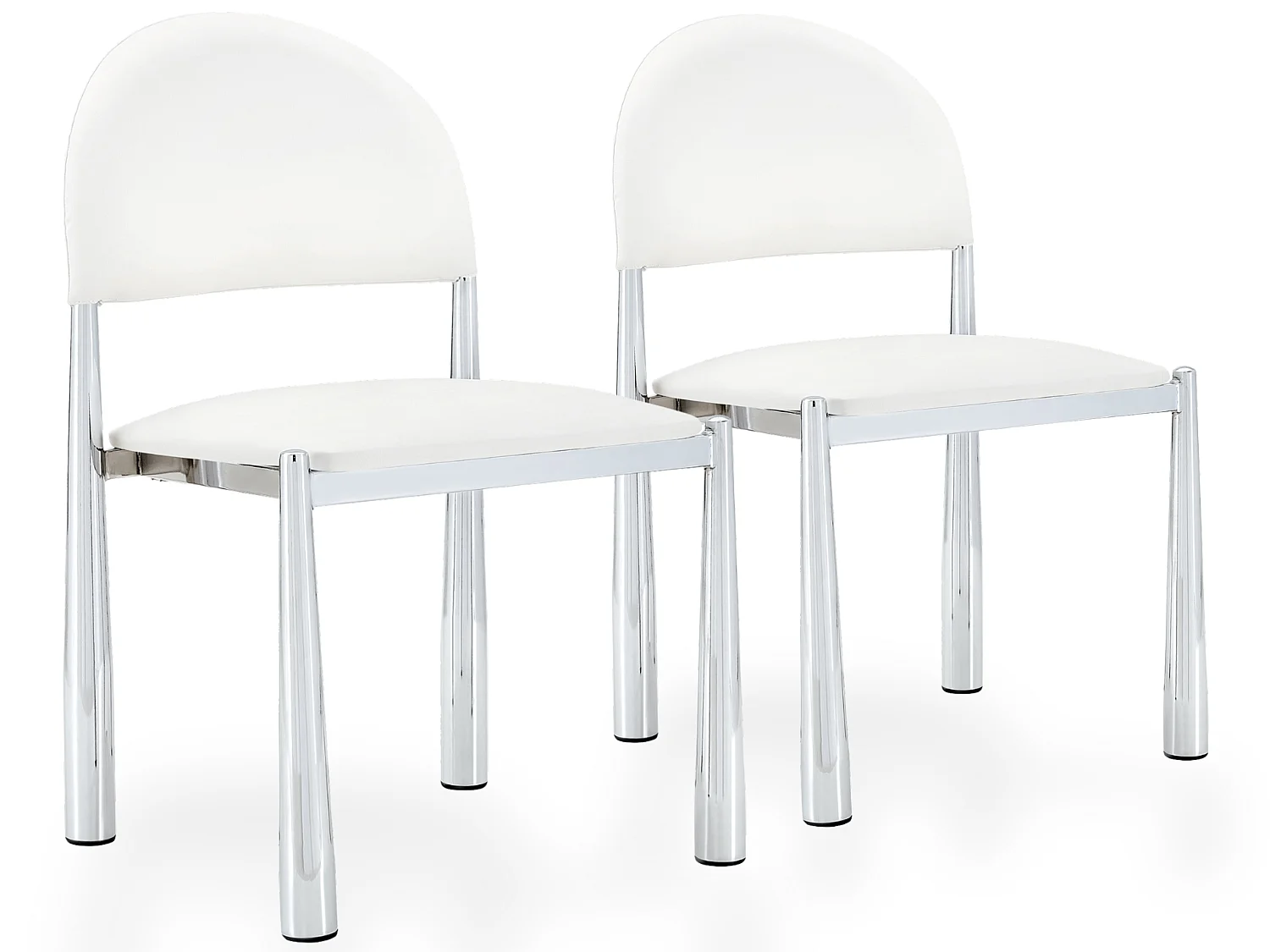 Set van 2 eetkamerstoelen met halfronde gestoffeerde rug en metalen poten