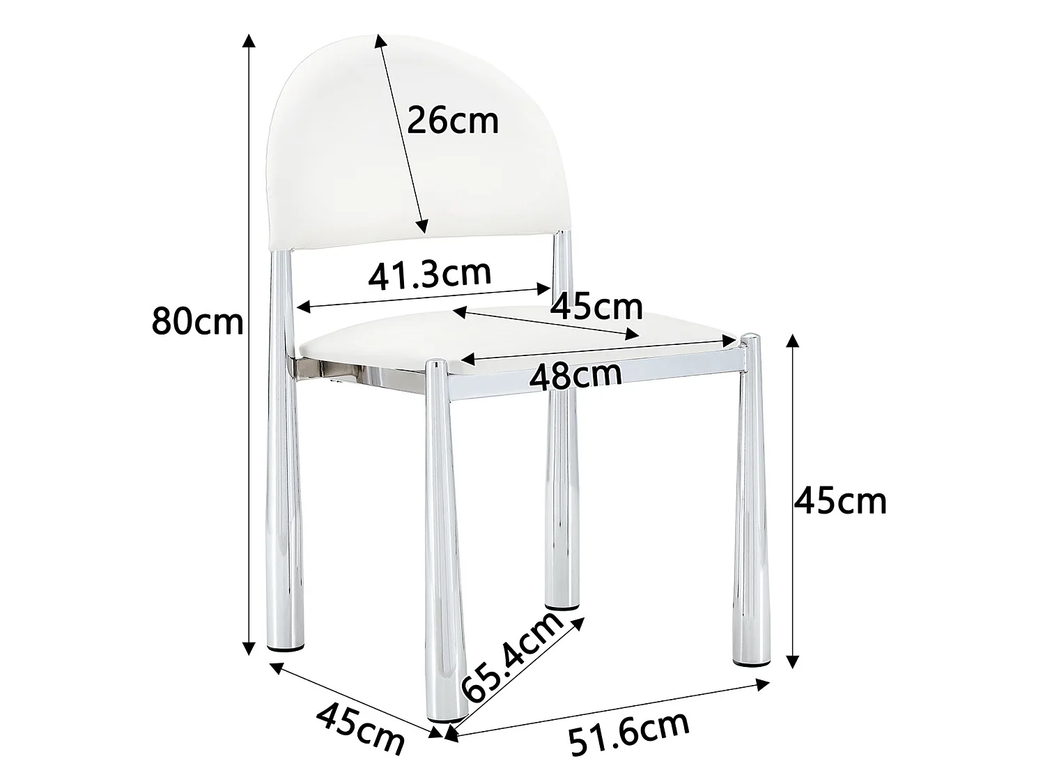 Set van 2 eetkamerstoelen met halfronde gestoffeerde rug en metalen poten