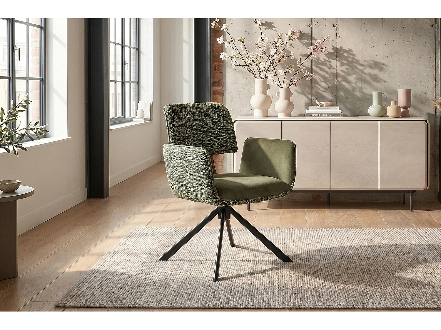 Silla de comedor - Verde Tejido - EDENIA
