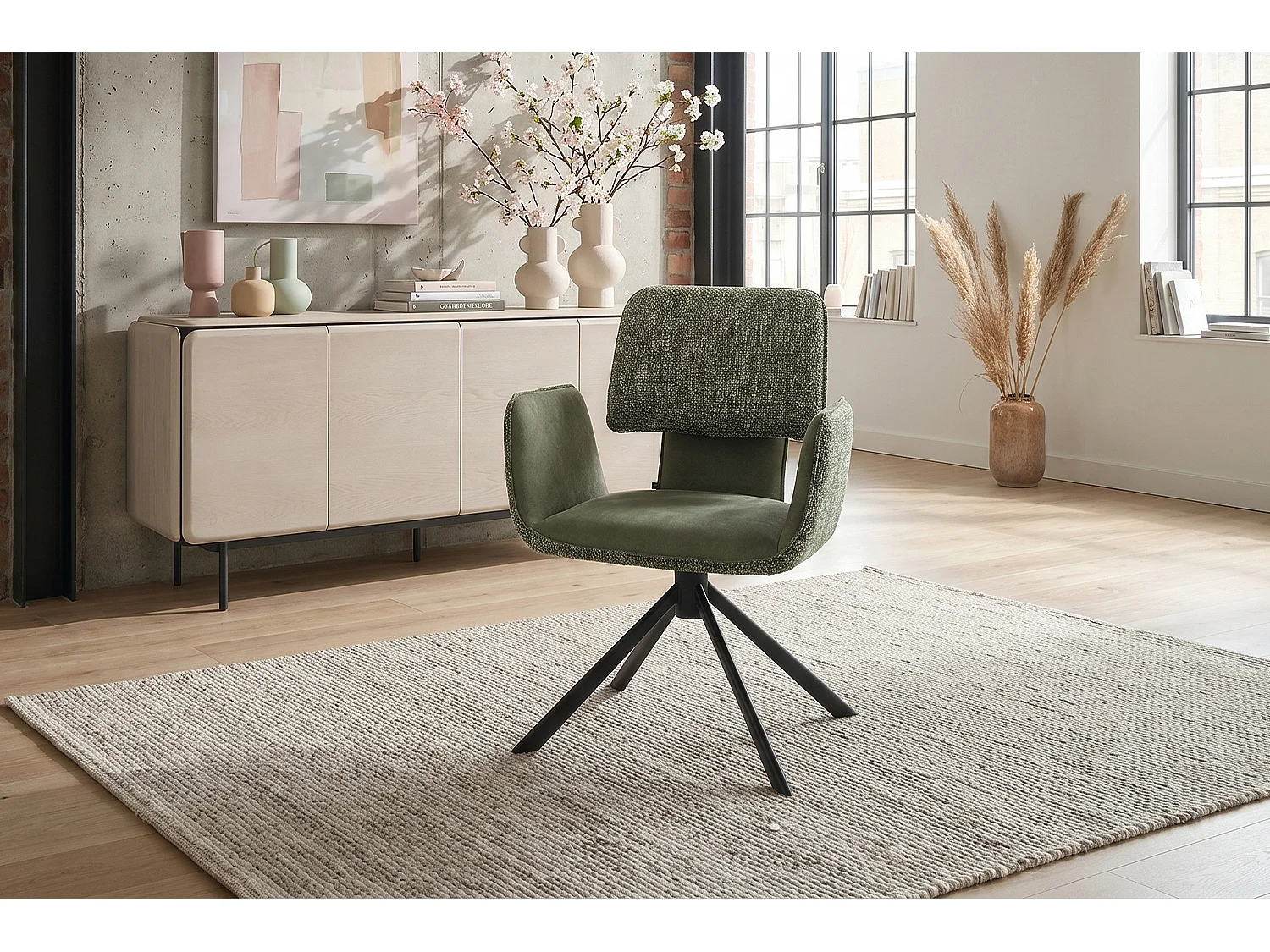 Silla de comedor - Verde Tejido - EDENIA