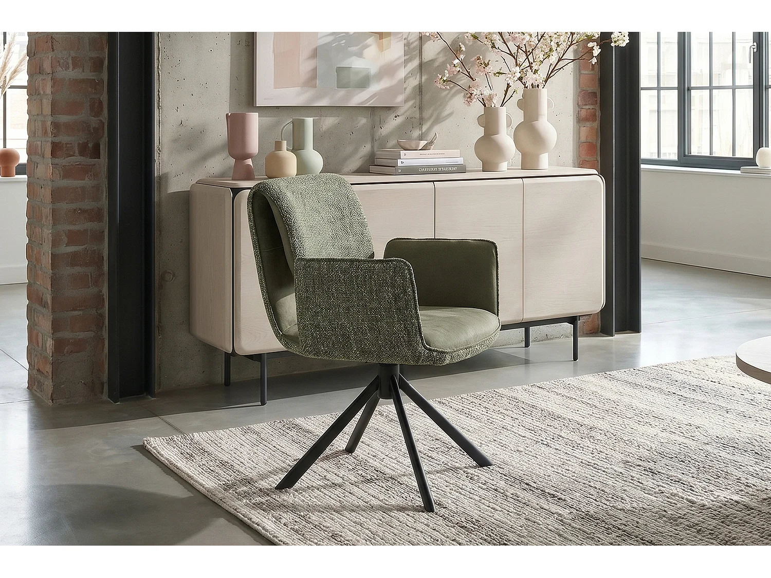 Silla de comedor - Verde Tejido - EDENIA