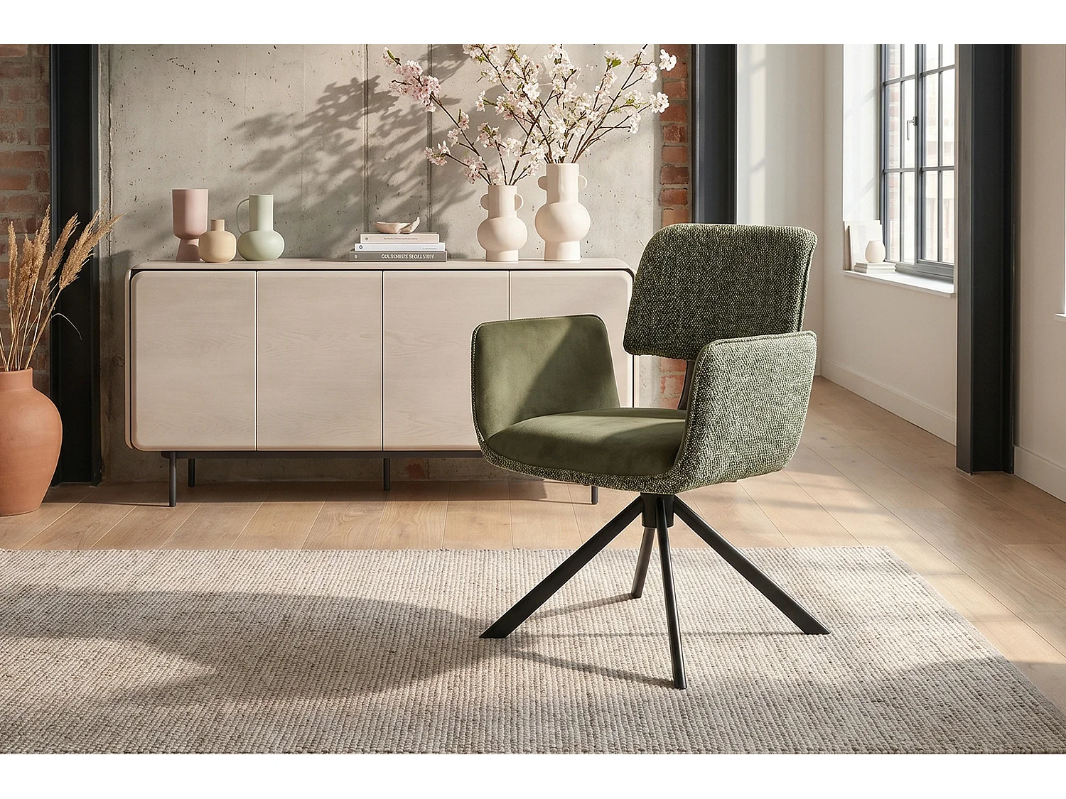 Silla de comedor - Verde Tejido - EDENIA