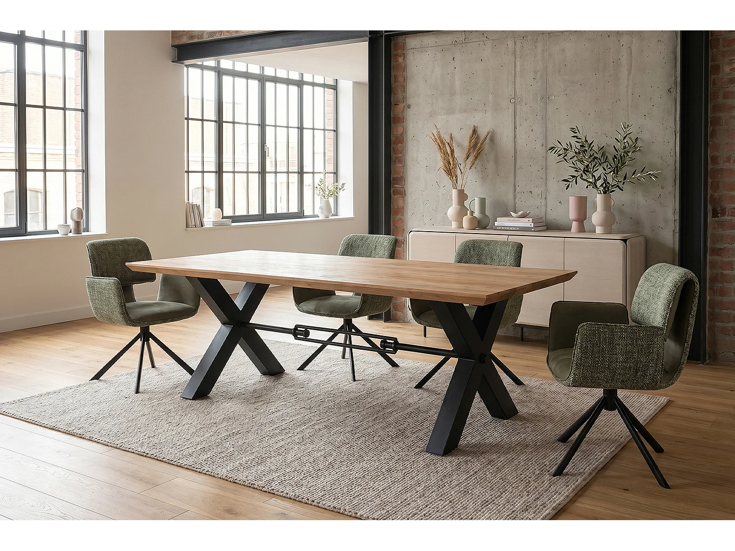 Silla de comedor - Verde Tejido - EDENIA